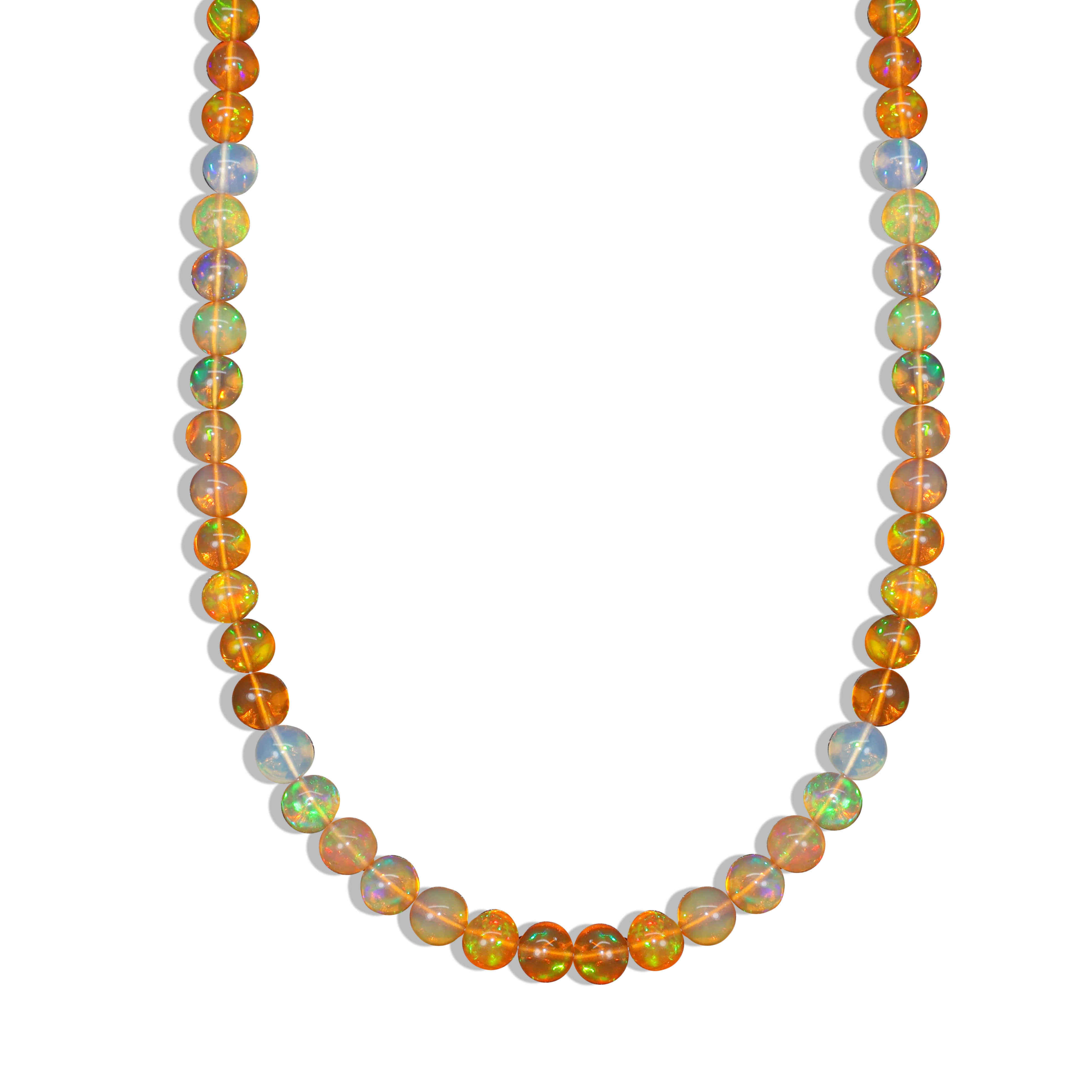 Fire Orange Opal Round Gemstone Shaded Necklace