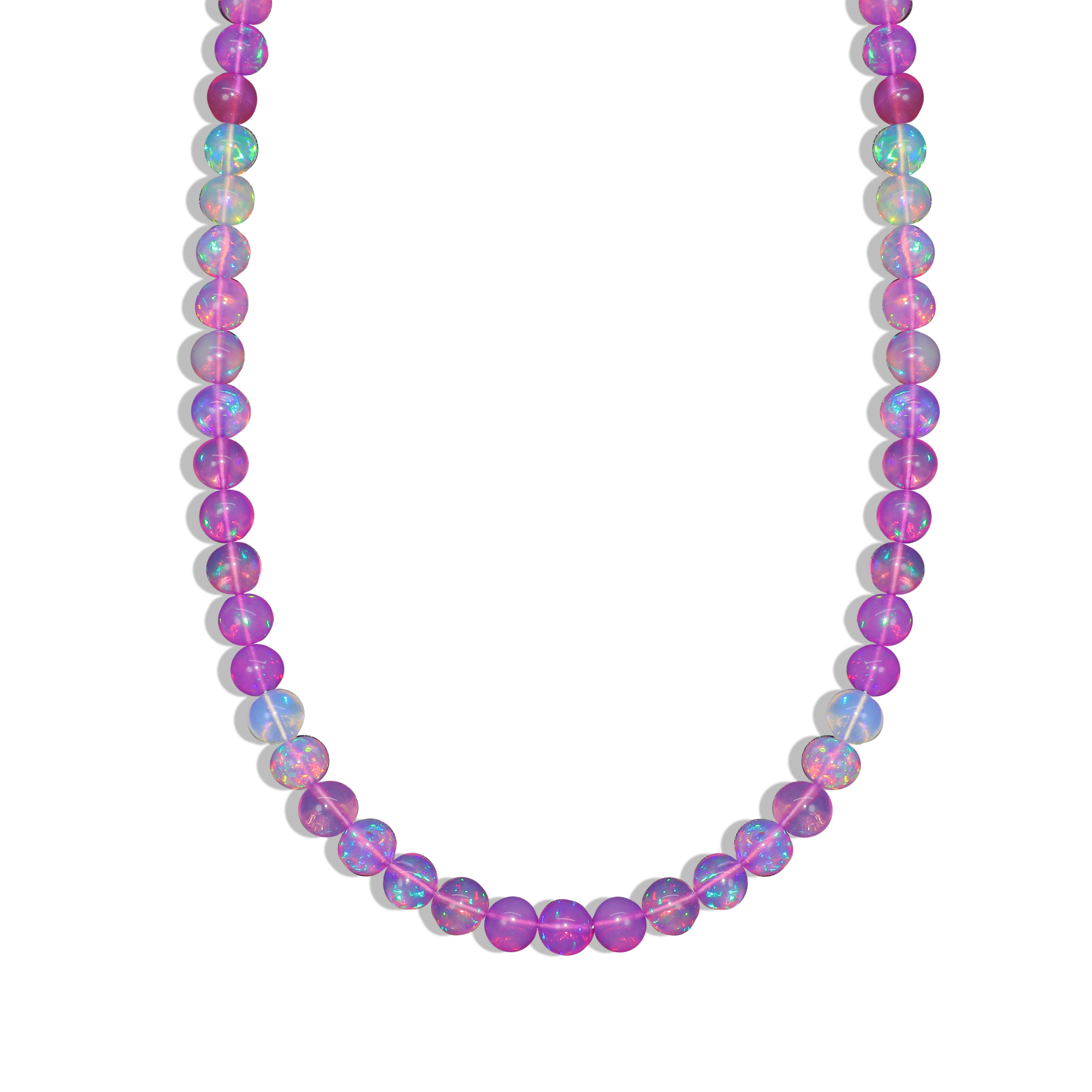 Genuine Purple Opal Round Gemstone Shaded Necklace