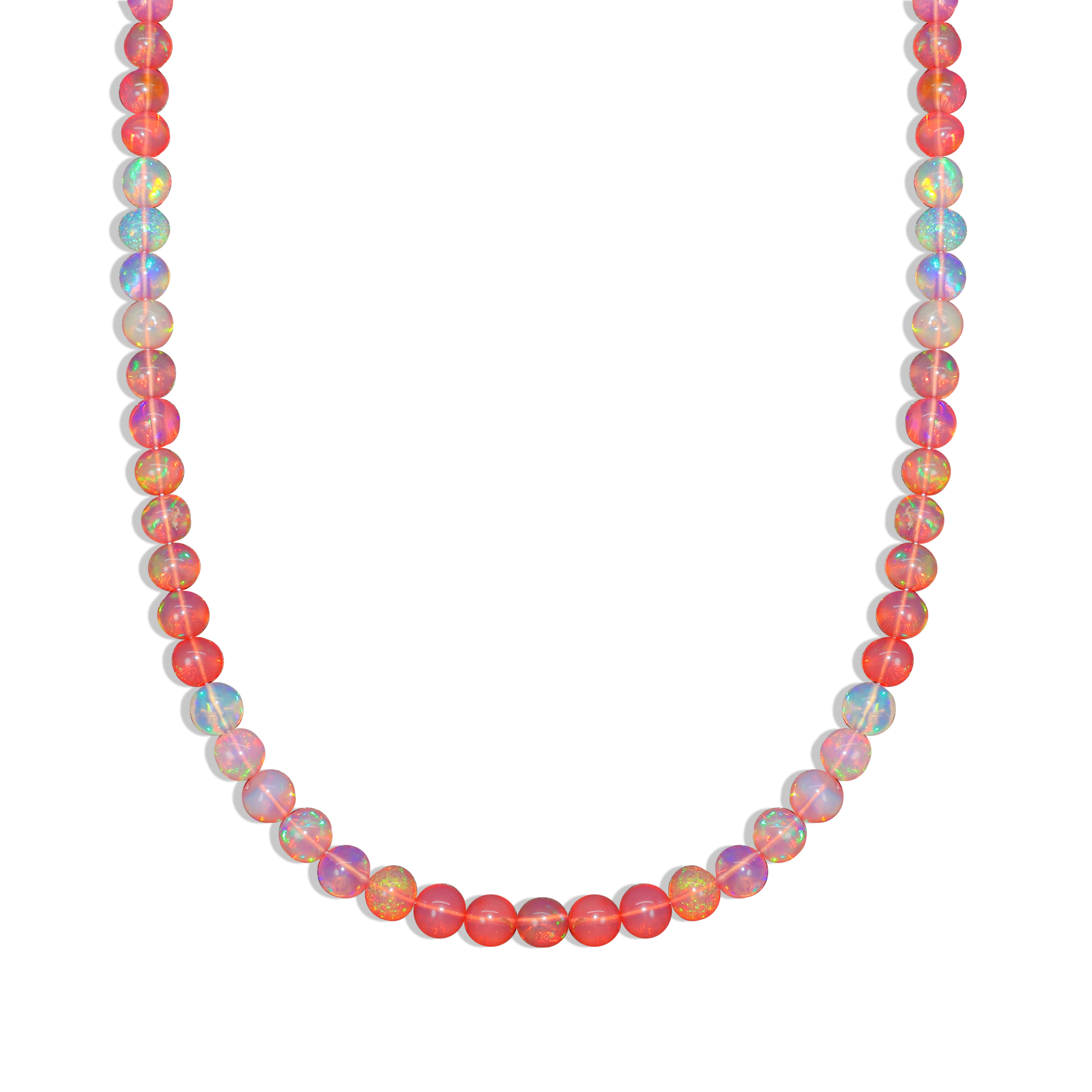 Fire Red Opal Round Gemstone Shaded Necklace