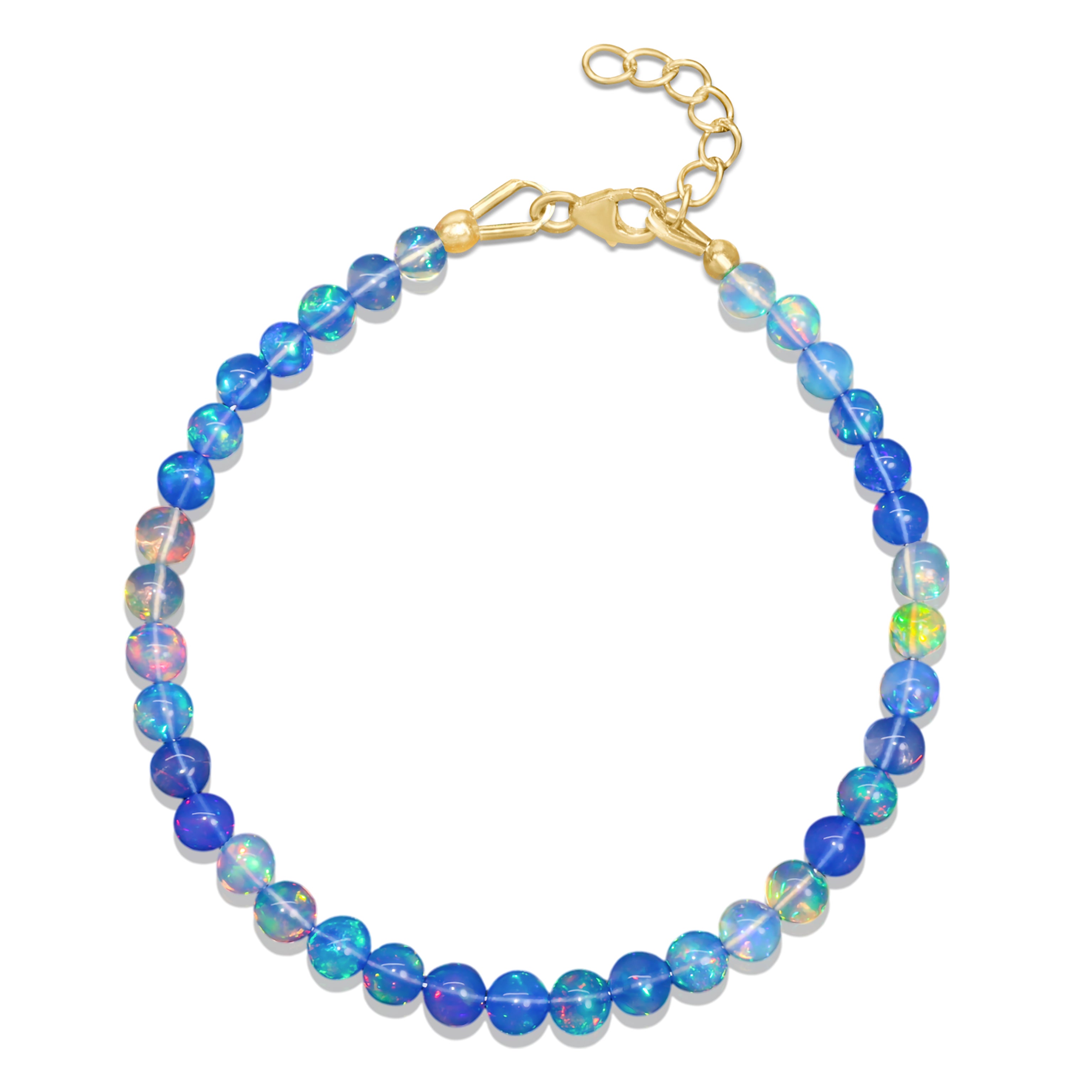 Fire Blue Opal Round Shaded Beads Bracelet for Women