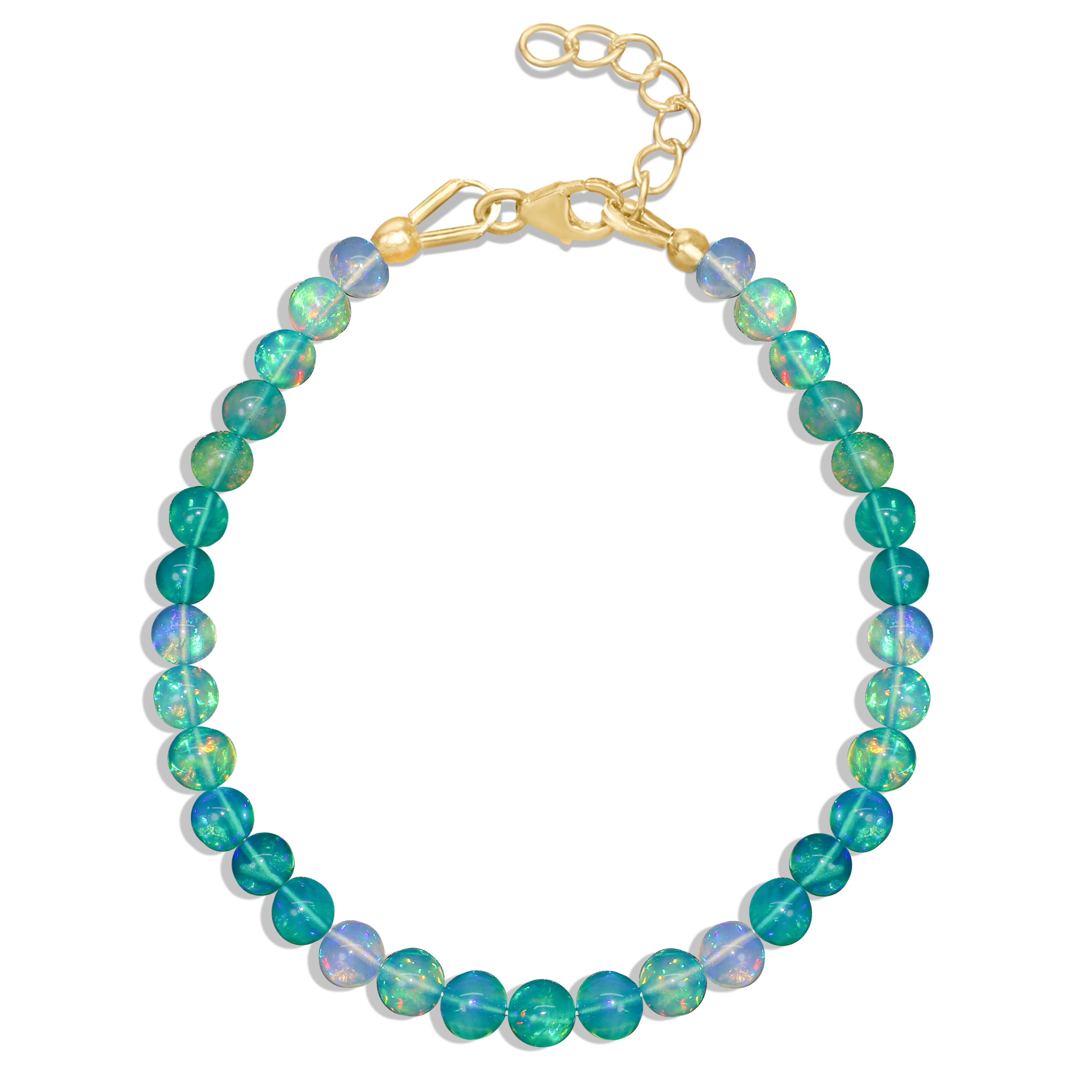 Genuine Green Opal Round Shaded Beads Bracelet for Women