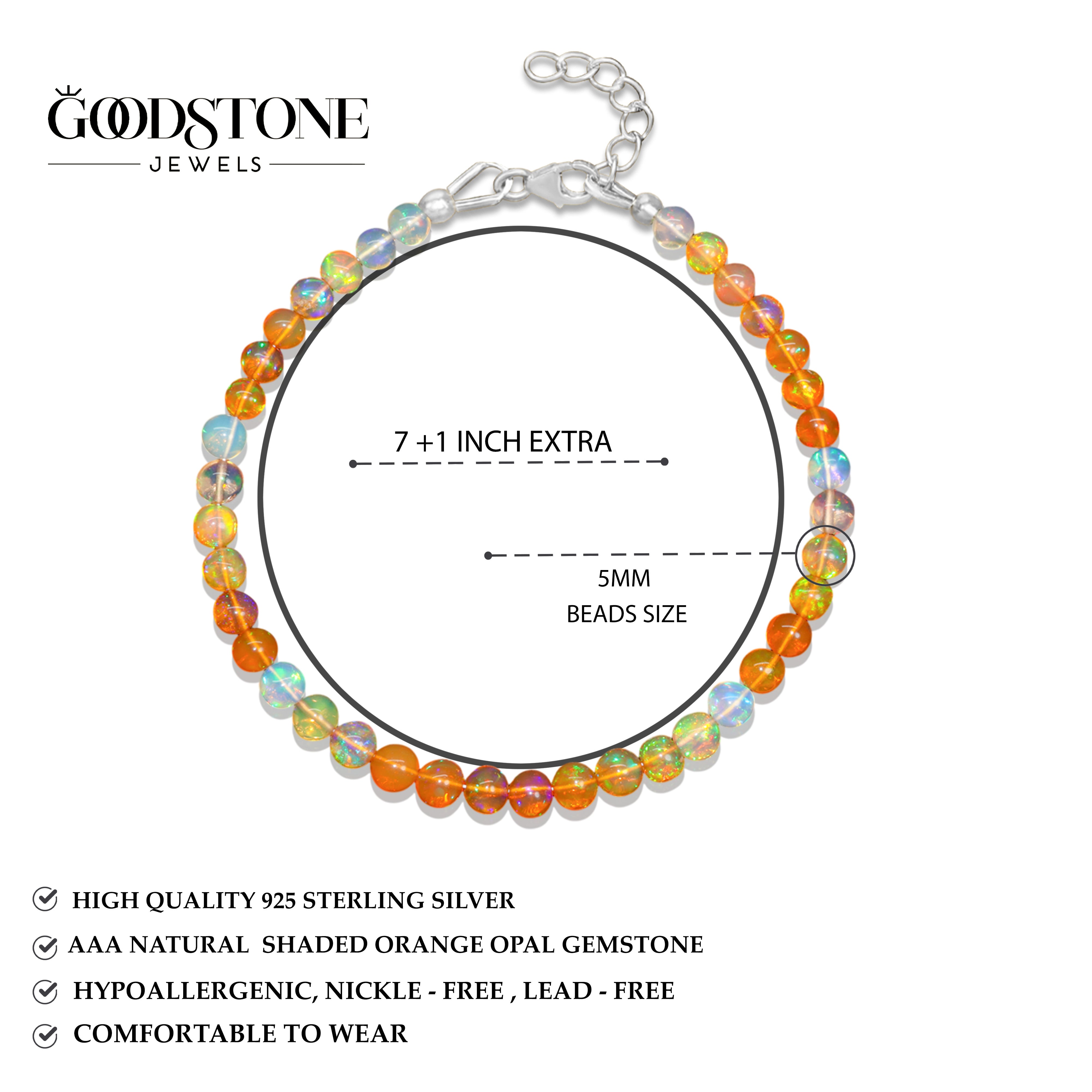 Orange Opal Shaded Round Beads Bracelet for Women
