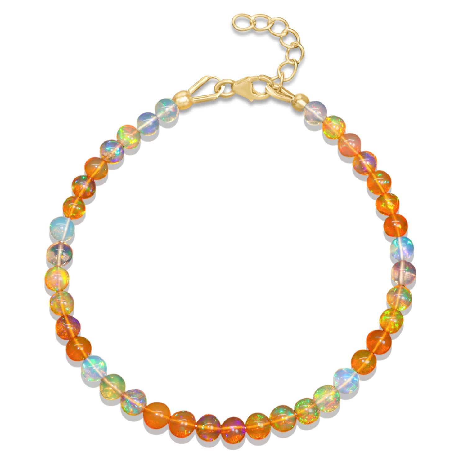 Orange Opal Shaded Round Beads Bracelet for Women
