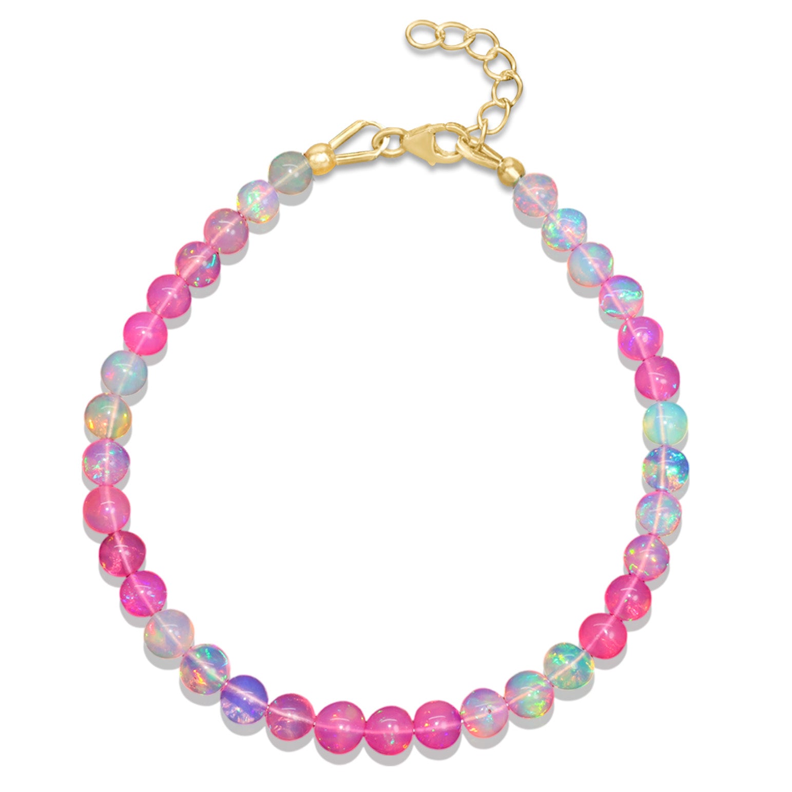 Genuine Pink Opal Round Shaded Beads Bracelet for Women