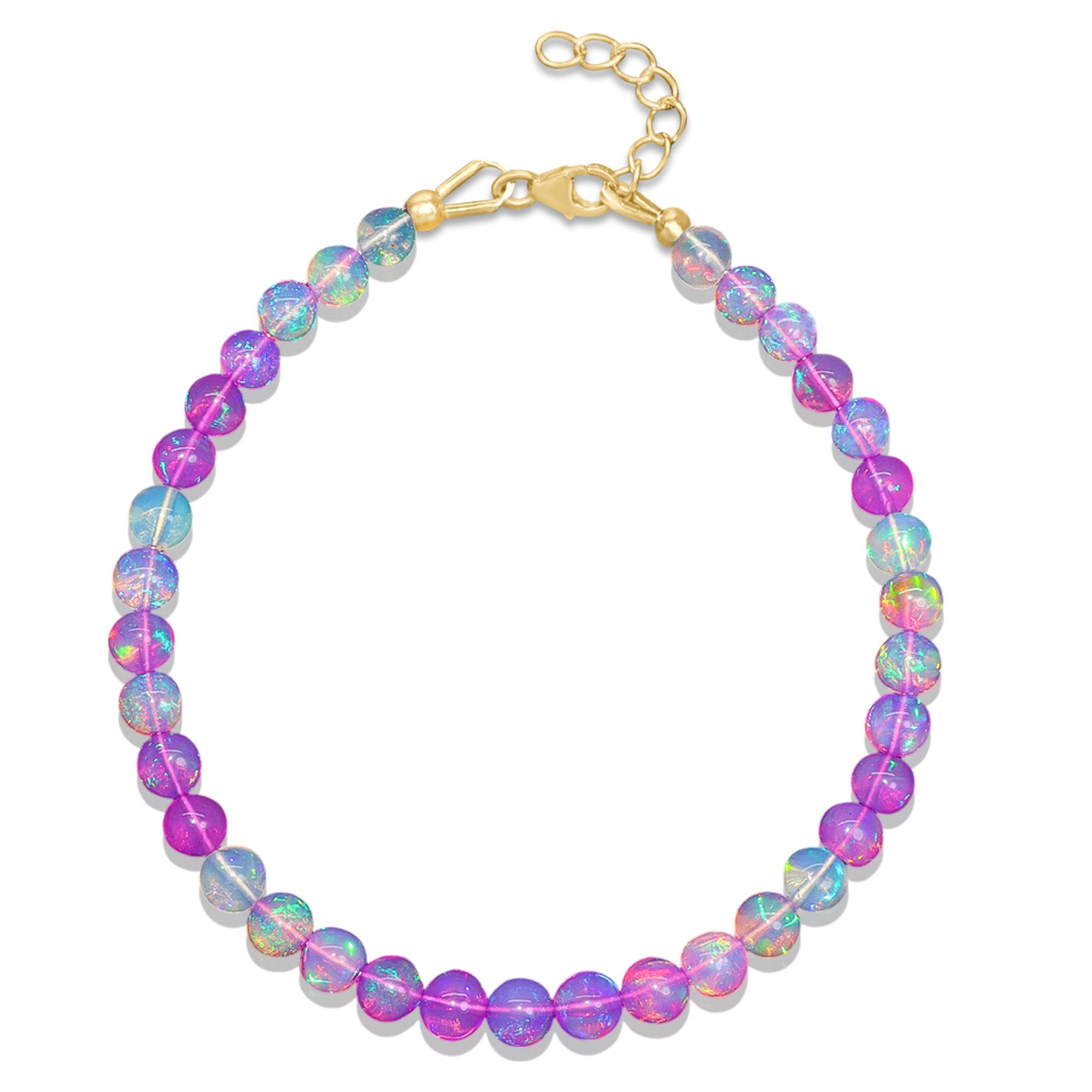 Multifire Purple Shaded Opal Round Beads Bracelet for Women