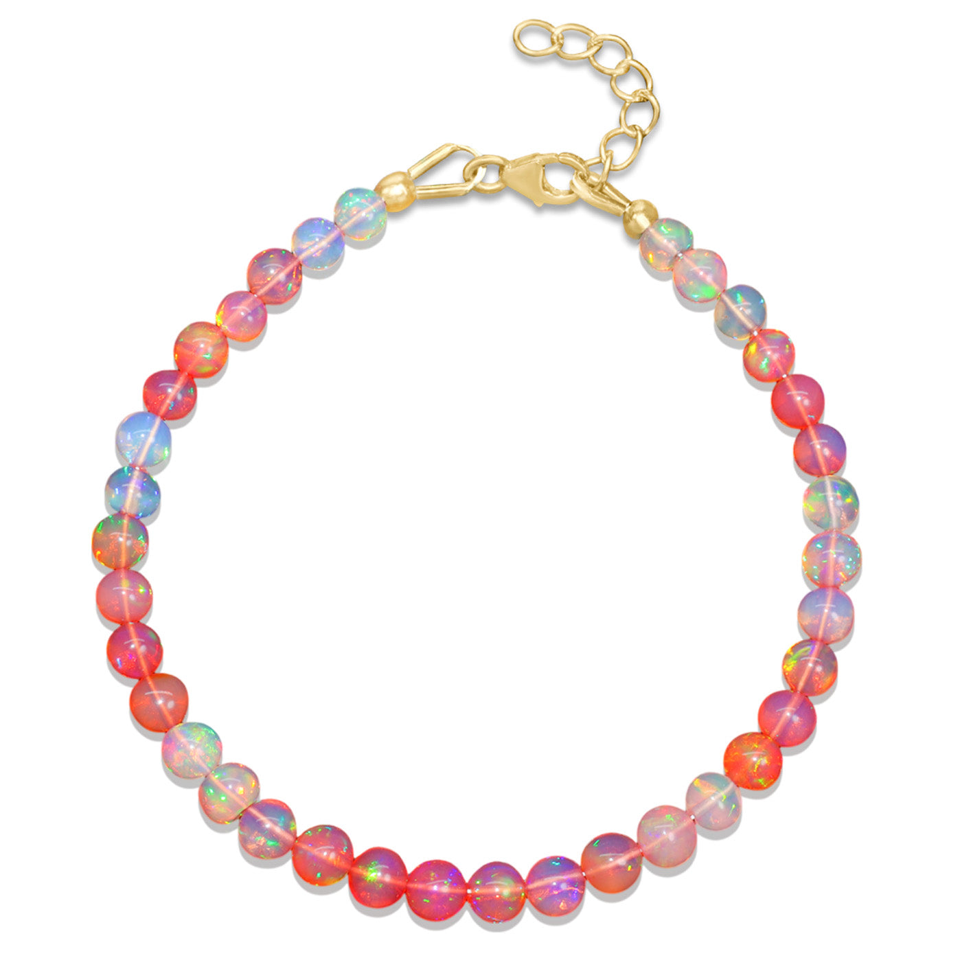 Fire Red Opal Round Shaded Beads Bracelet for Women