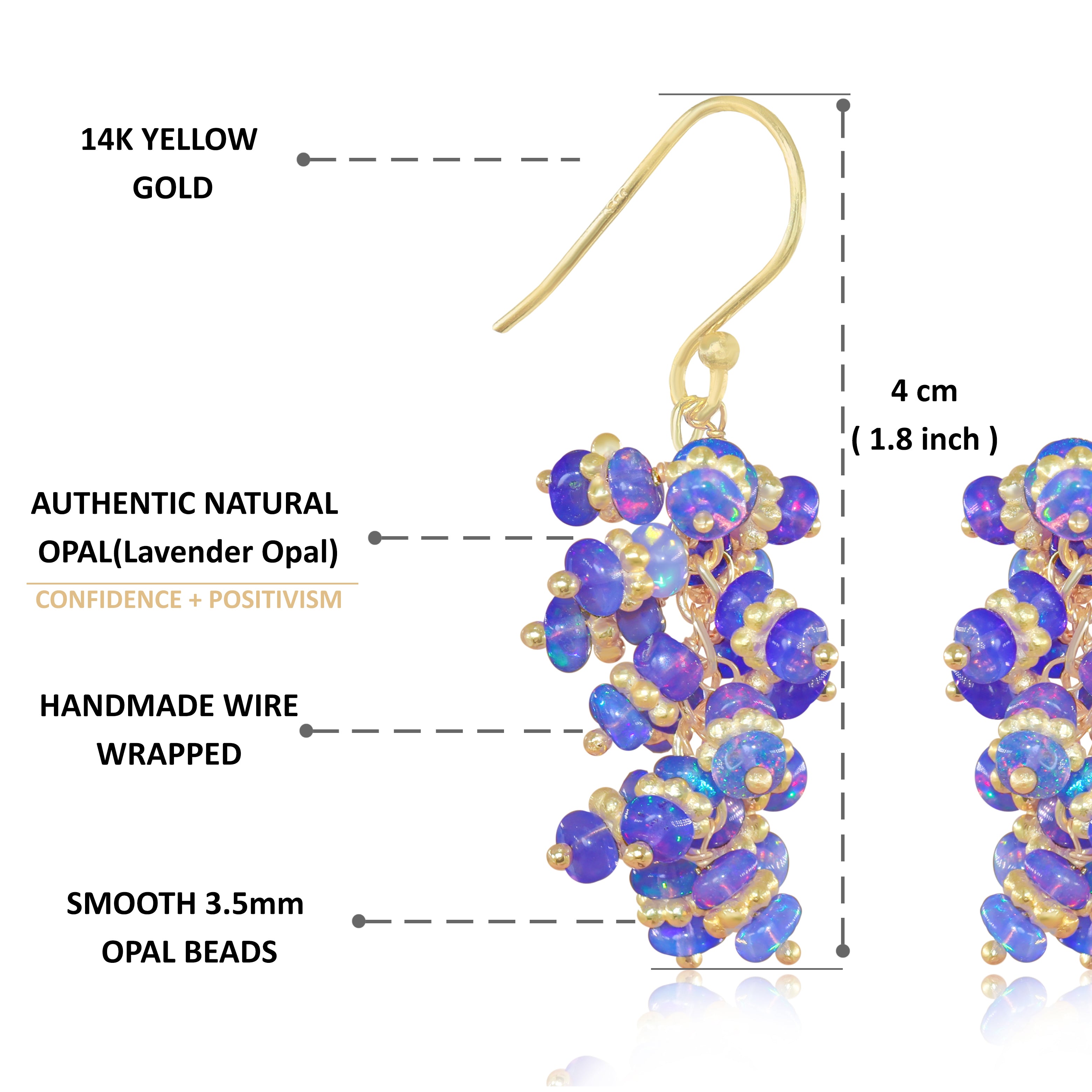 AAA Lavender Opal Beads Chakri Style Cluster Earrings
