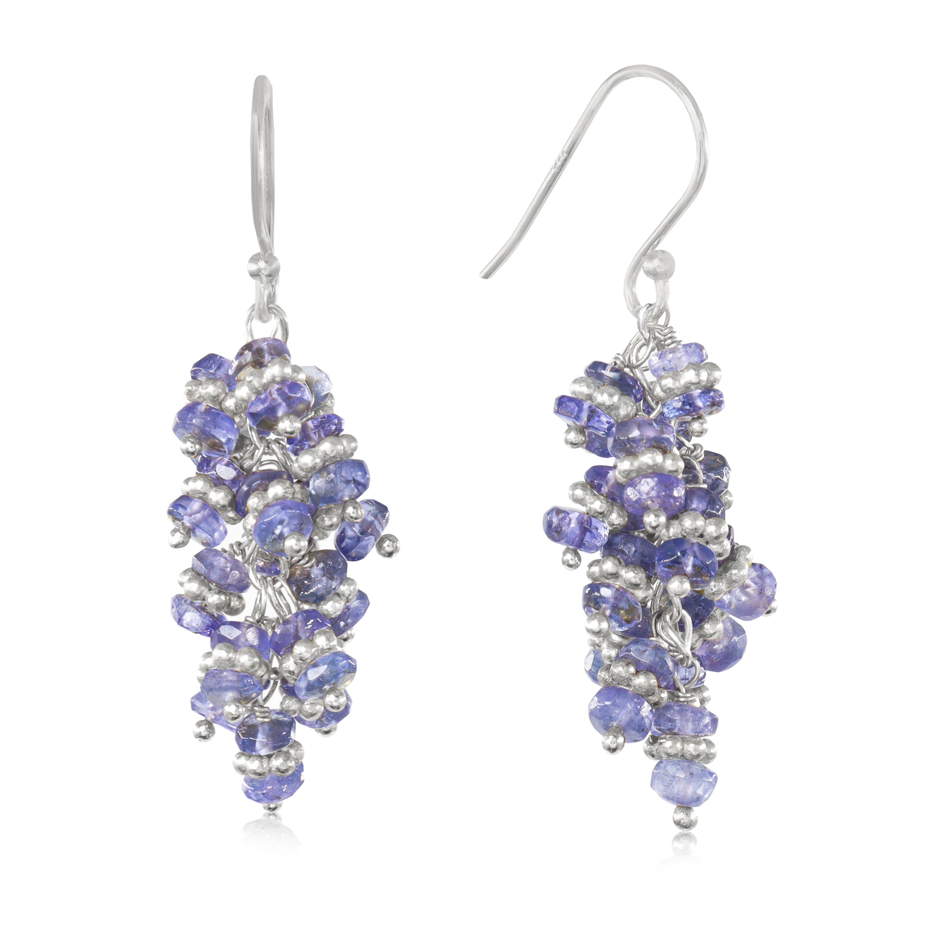 Natural Tanzanite Beads Chakri Style Cluster Earrings