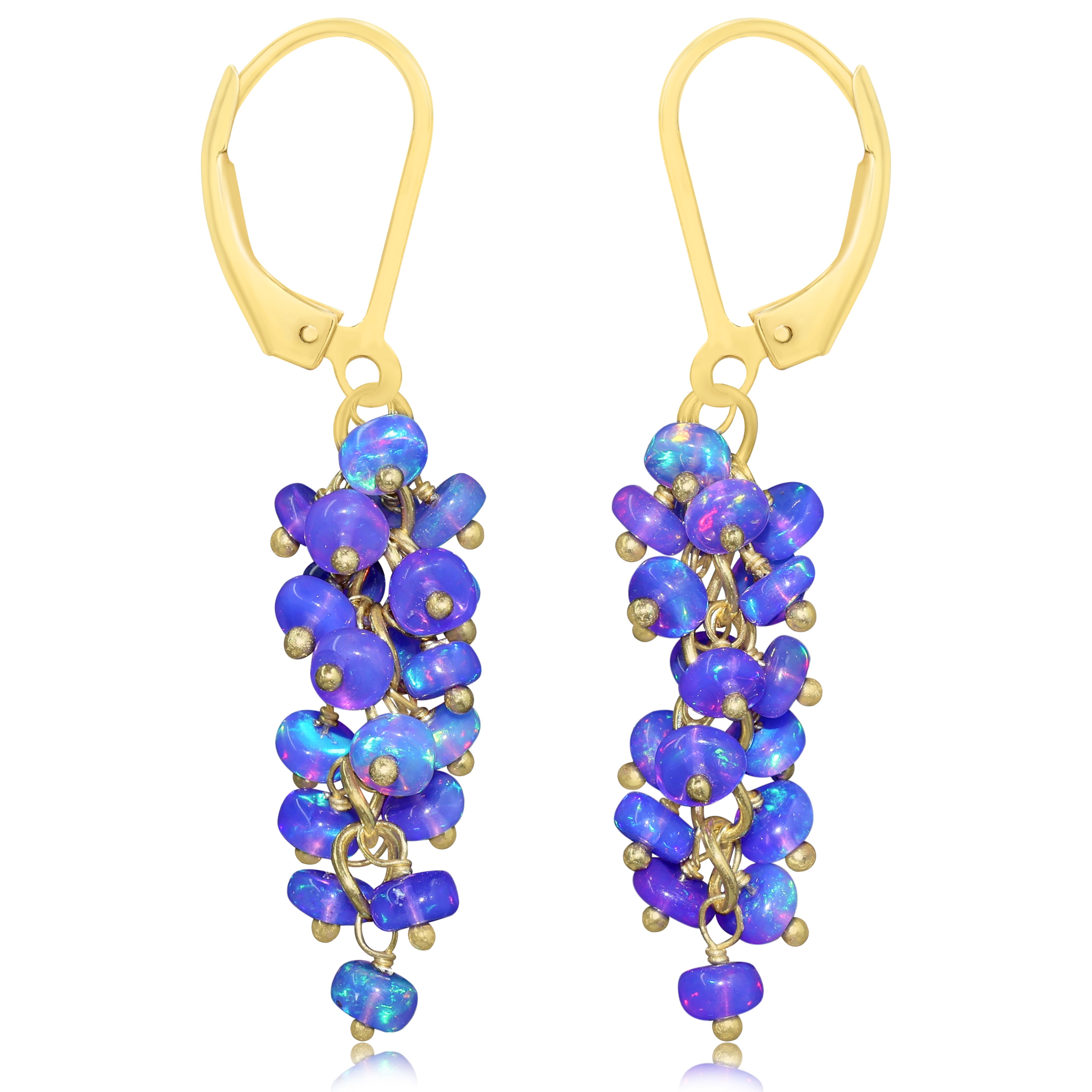 AAA Lavender Opal Smooth Beads Cluster Earrings for Her