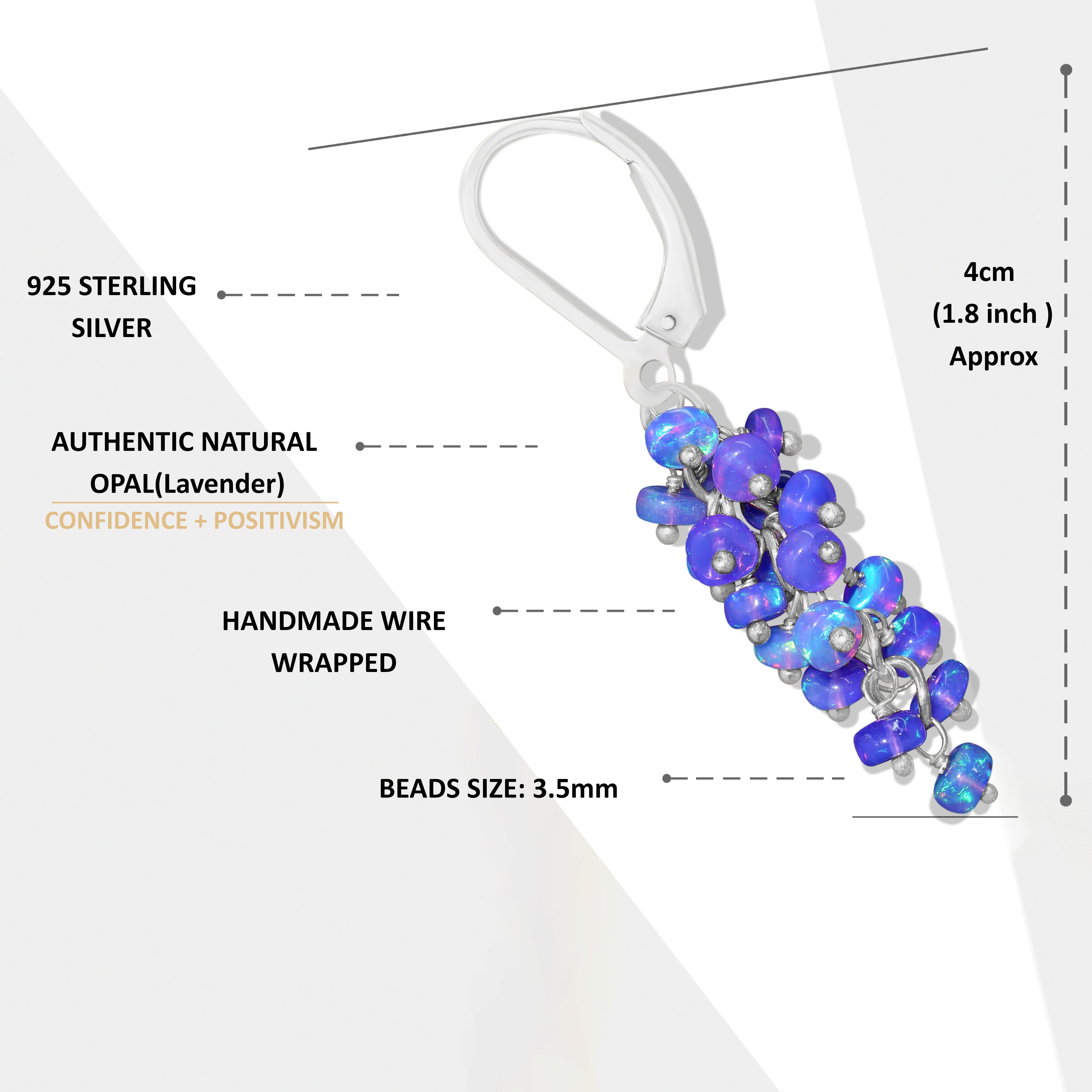 AAA Lavender Opal Smooth Beads Cluster Earrings for Her