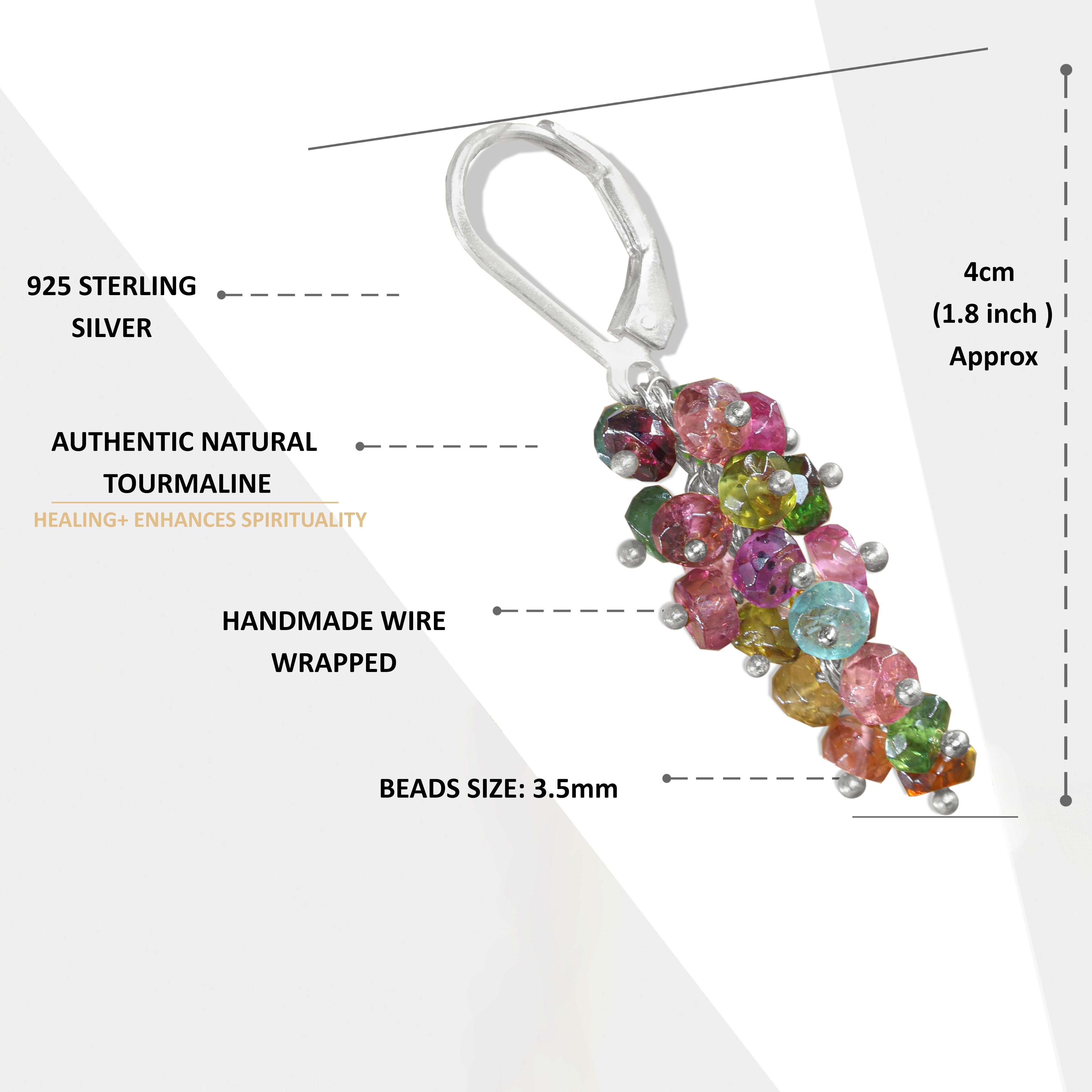 Multi Tourmaline Faceted Beads Cluster Earrings for Her