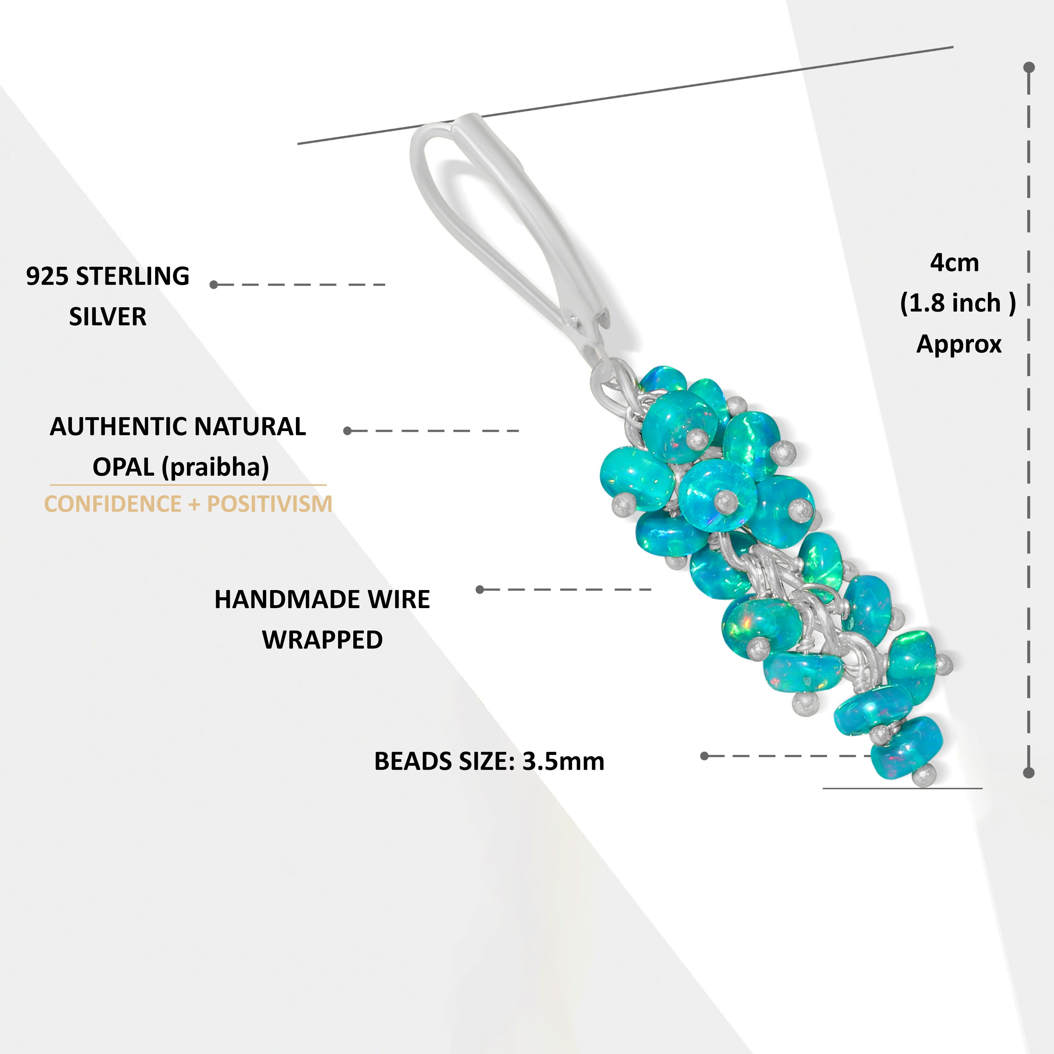 Natural Paraiba Opal Smooth Beads Cluster Earrings for Her