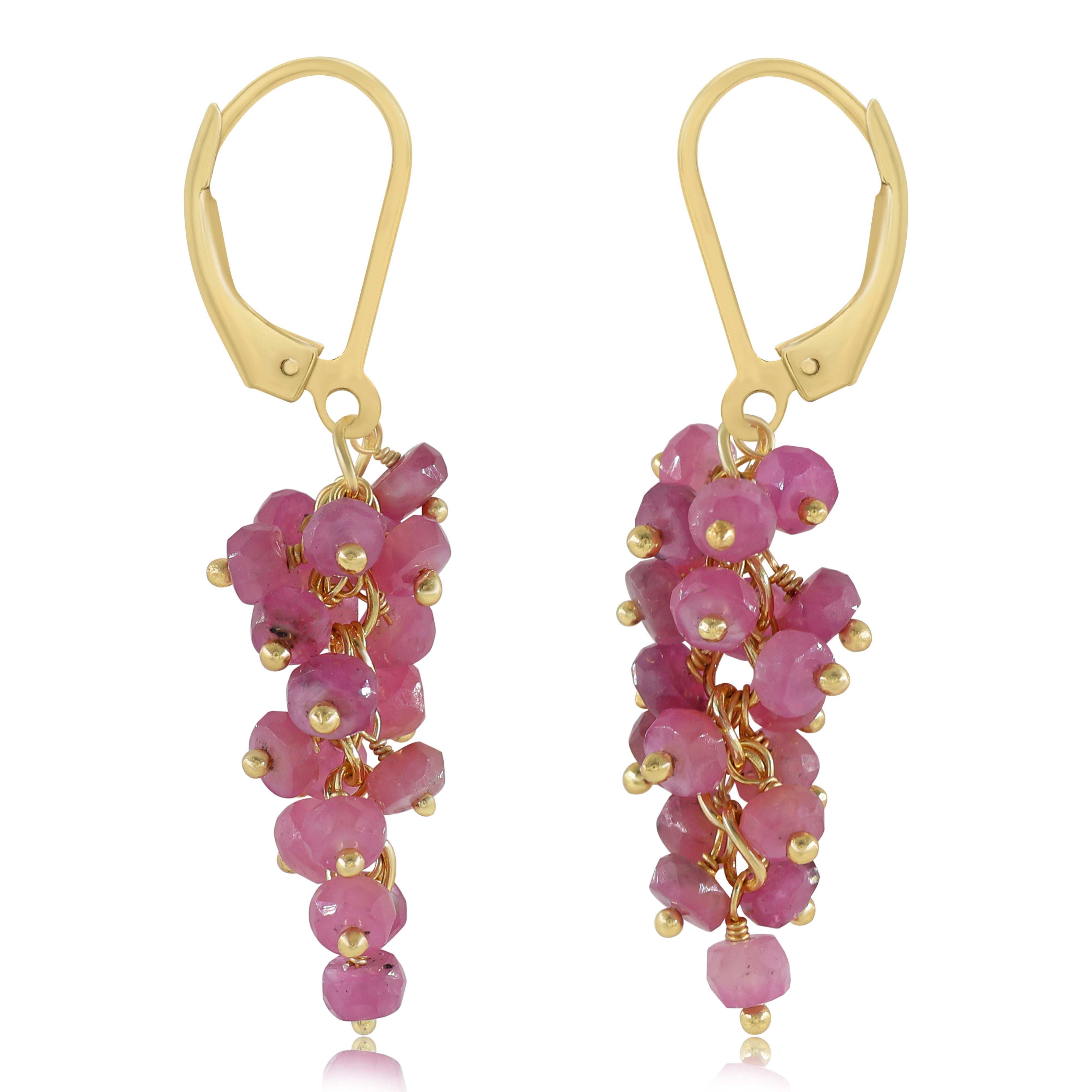 Genuine Faceted Ruby Beaded Cluster Earrings for Her