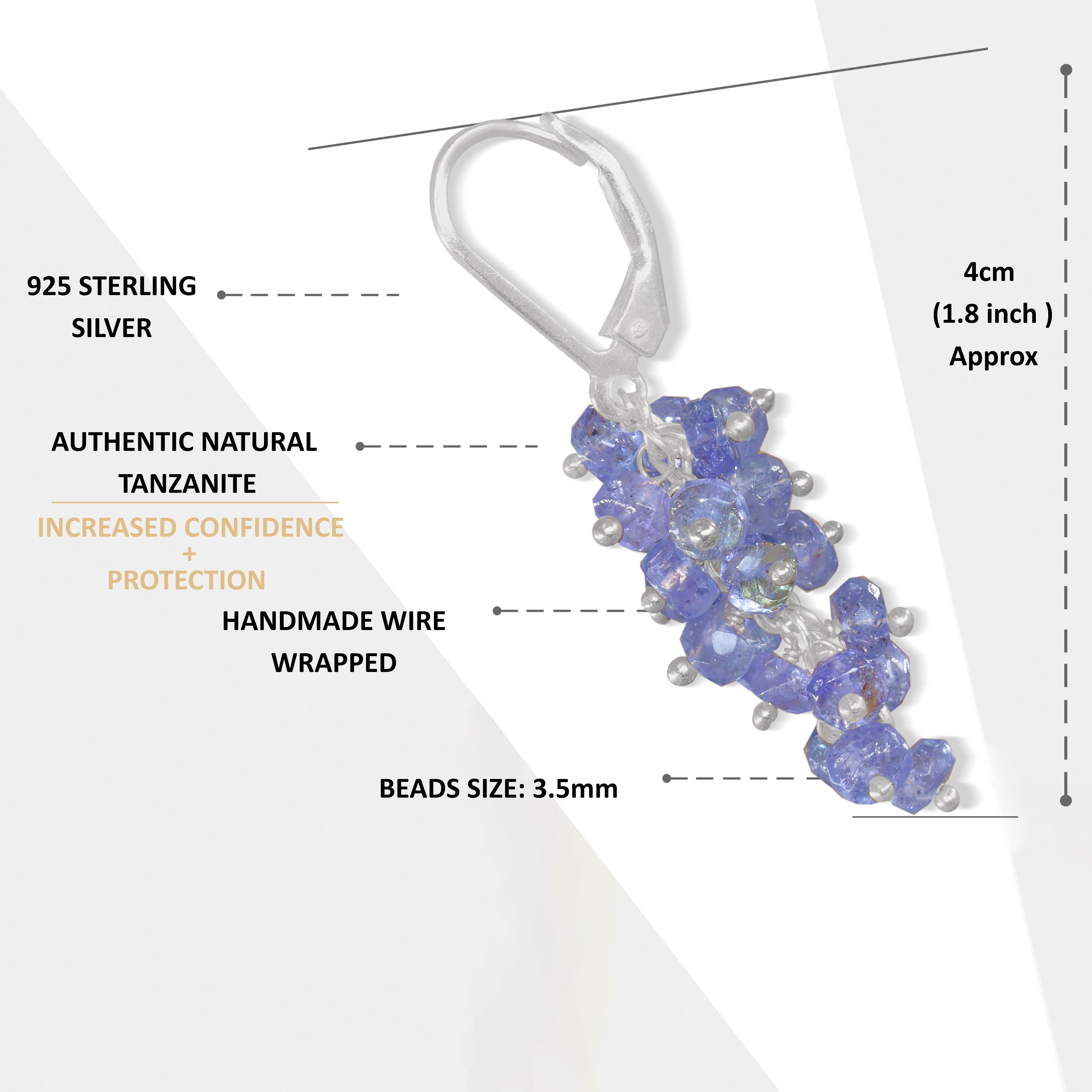 Natural Tanzanite Faceted Beads Cluster Earrings for Her