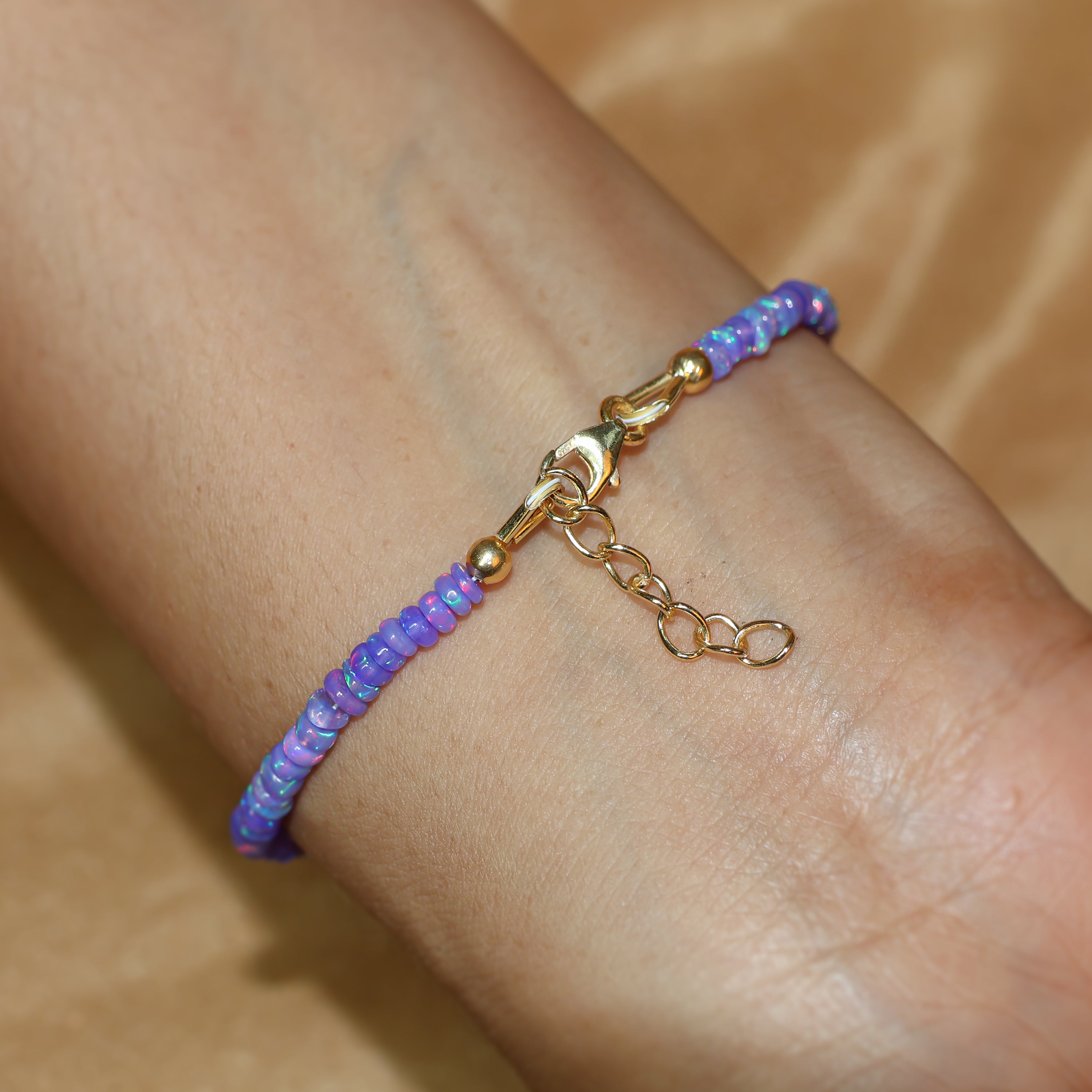 Natural Lavender Opal Tumble Beaded Dainty Bracelet