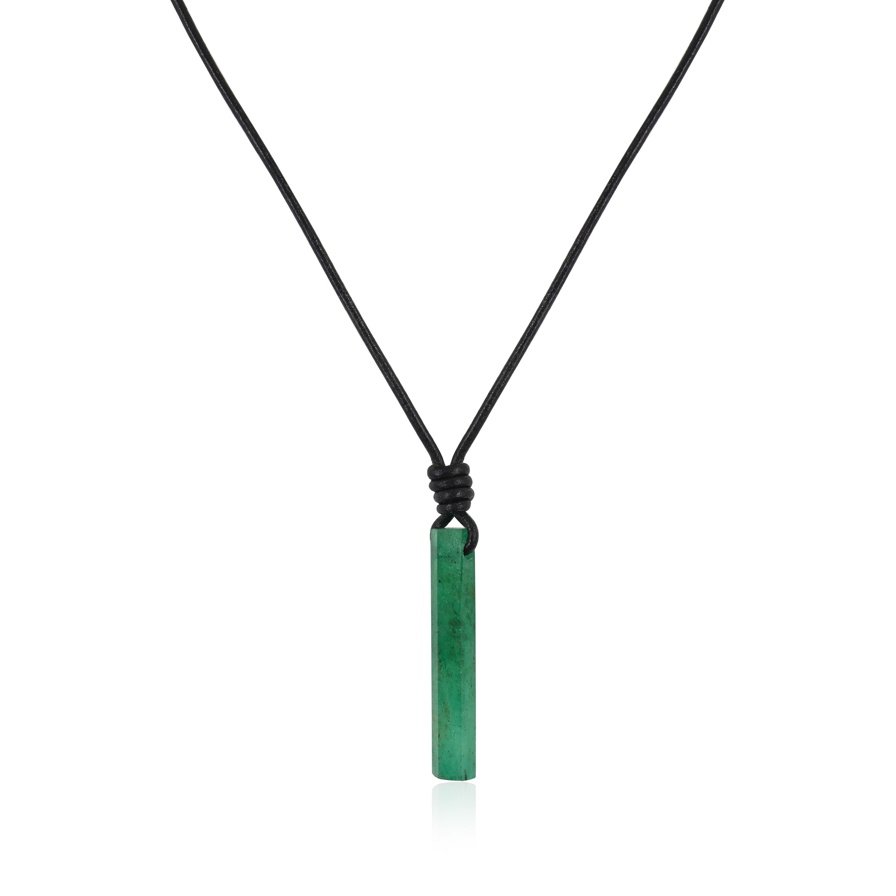 Emerald Pencil Pendant on Black Leather 