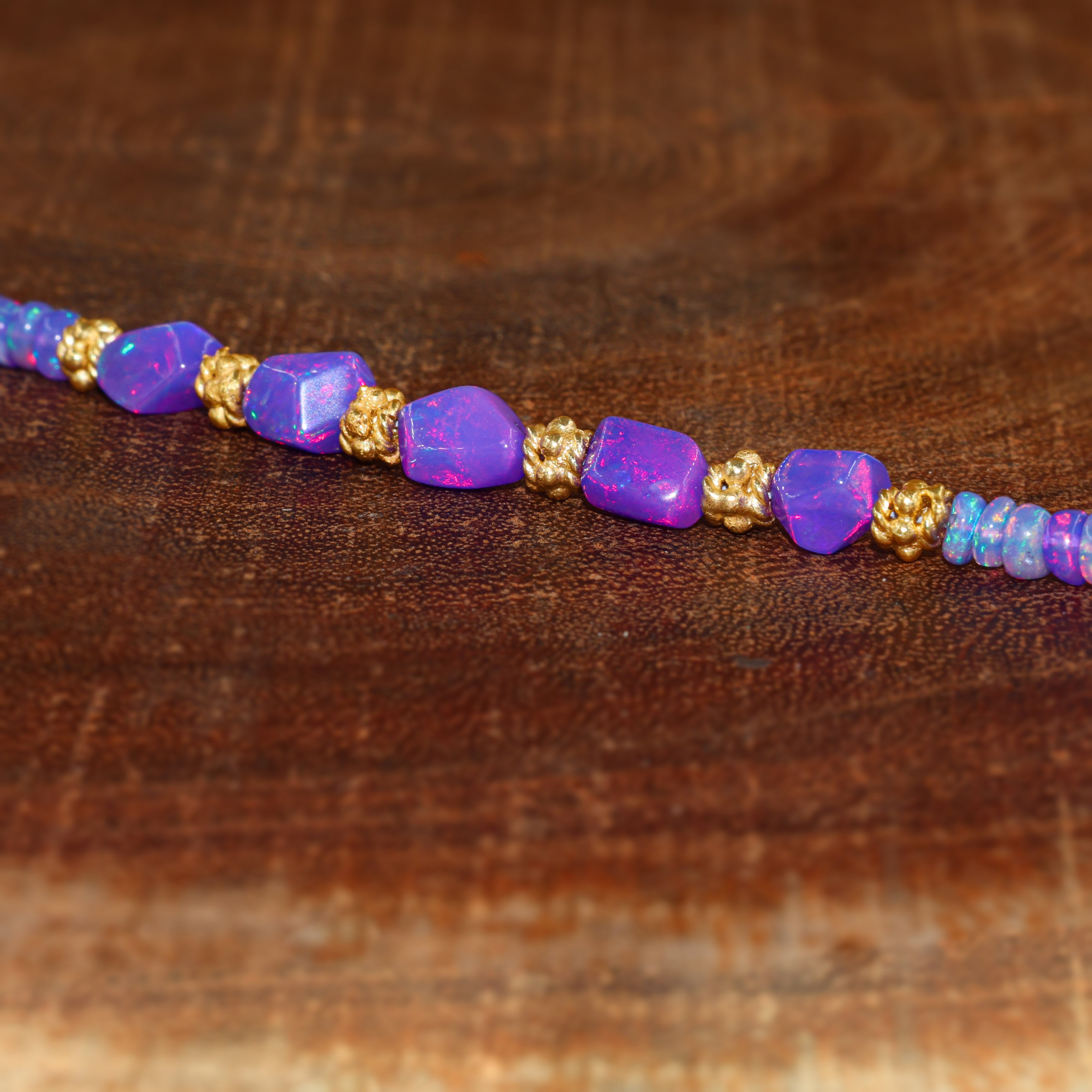 Natural Lavender Opal Tumble Beaded Dainty Bracelet