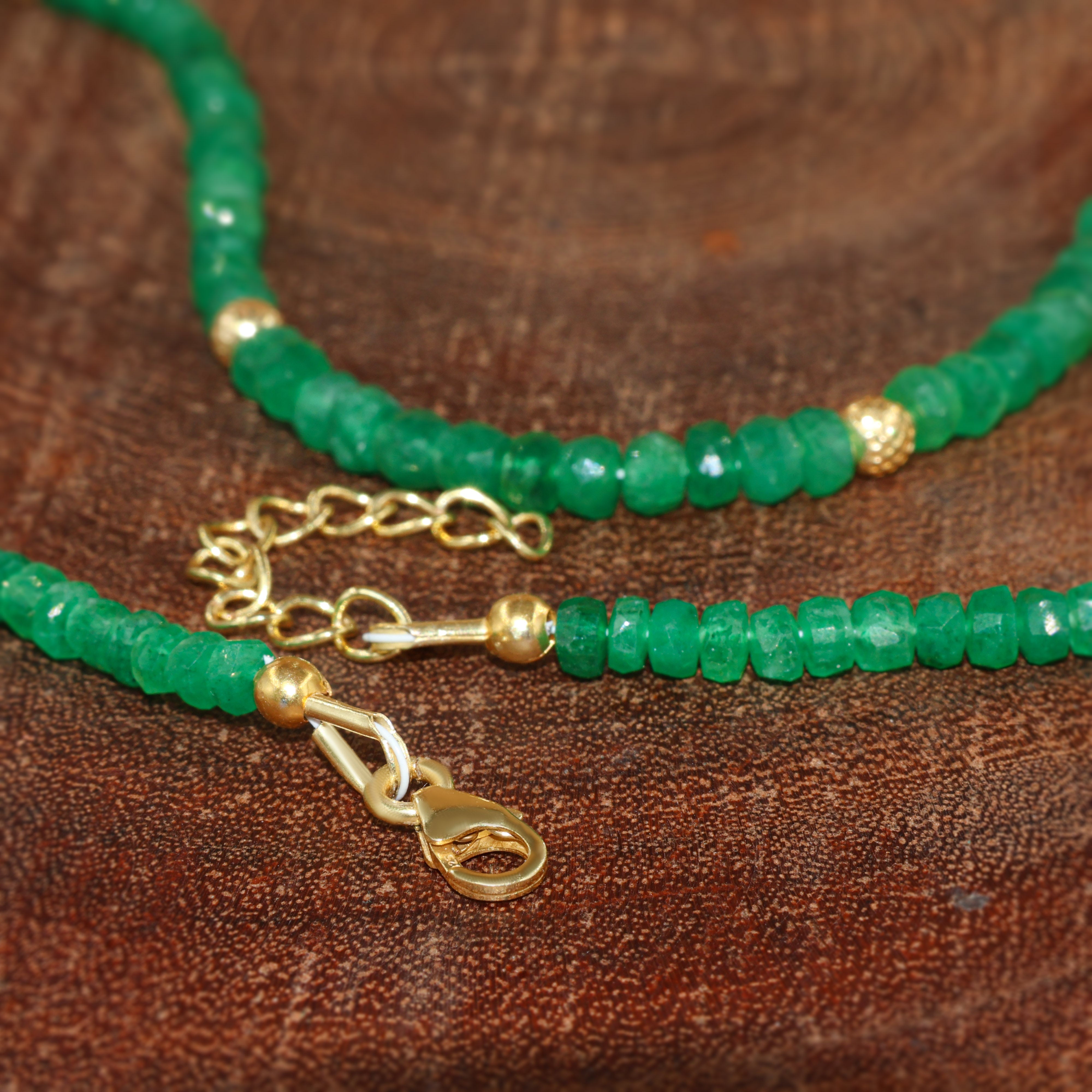 Natural Emerald Beaded Necklace for Women
