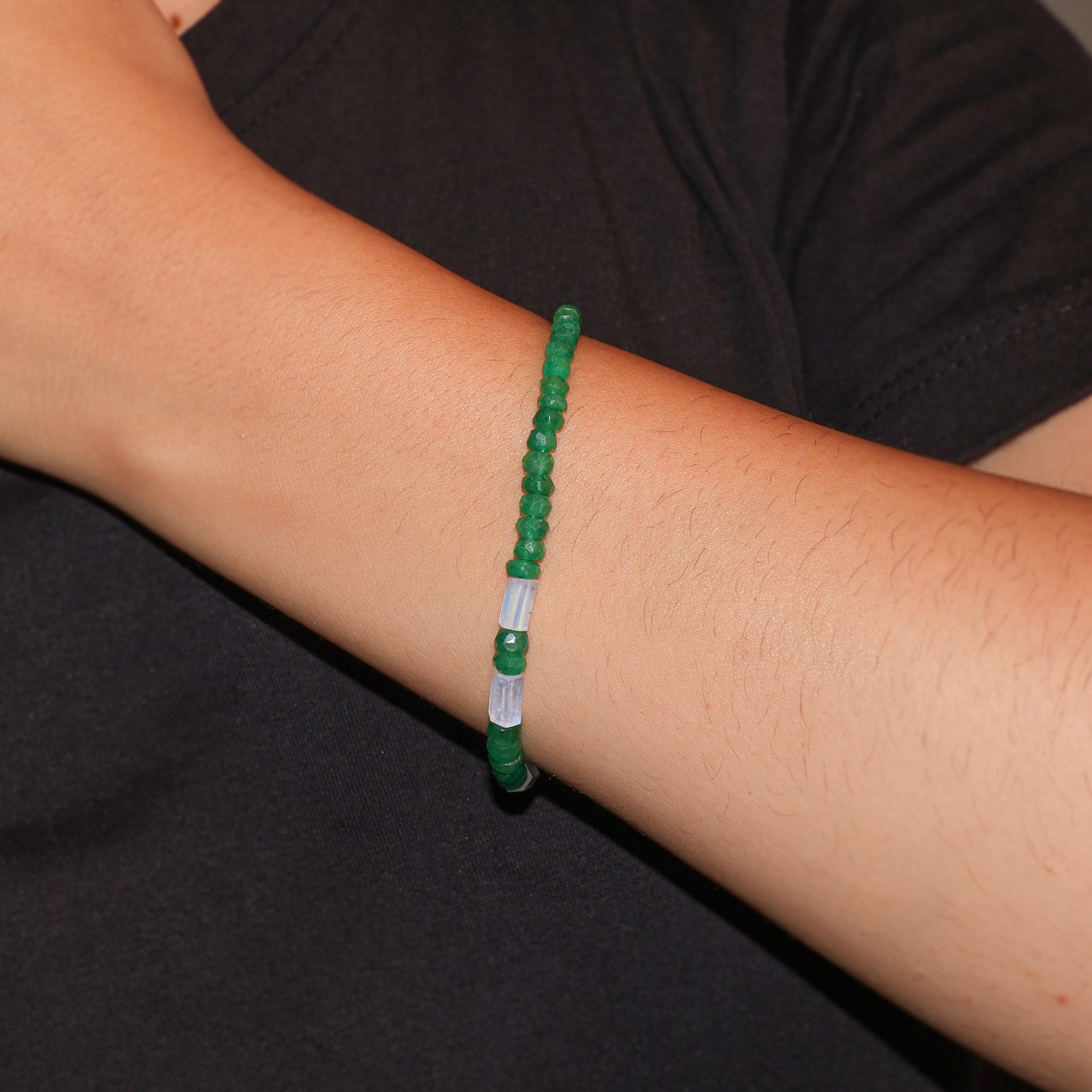 emerald gemstone moonstone bracelet