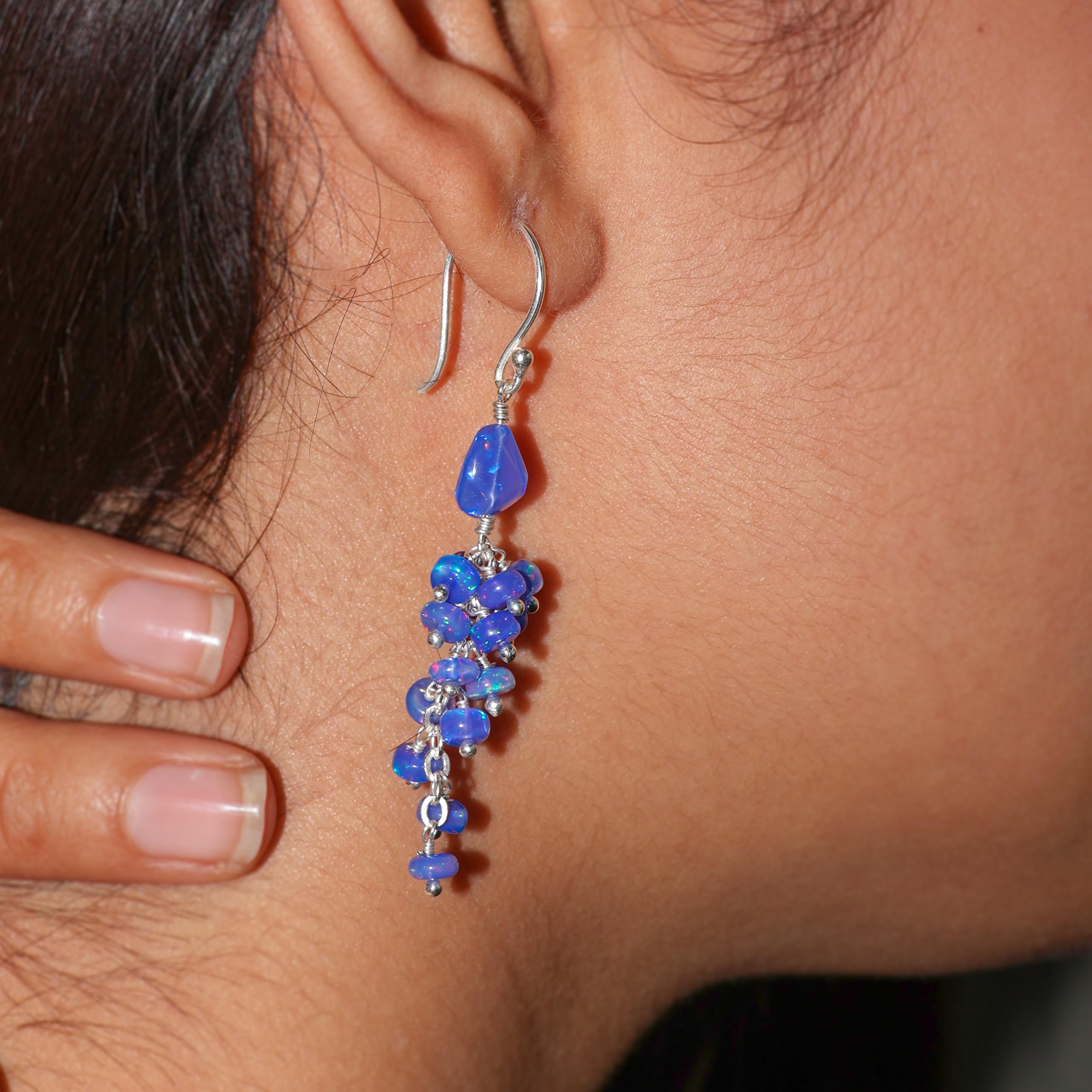 Blue Opal Handmade Tear Drop and dangle Earring