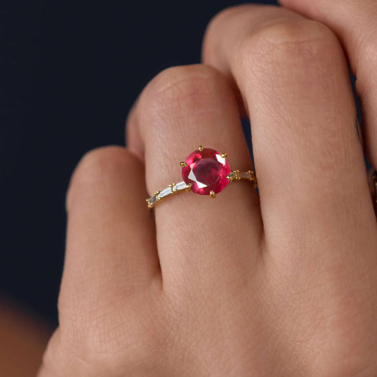 Red Ruby Seven Stone Design Ring