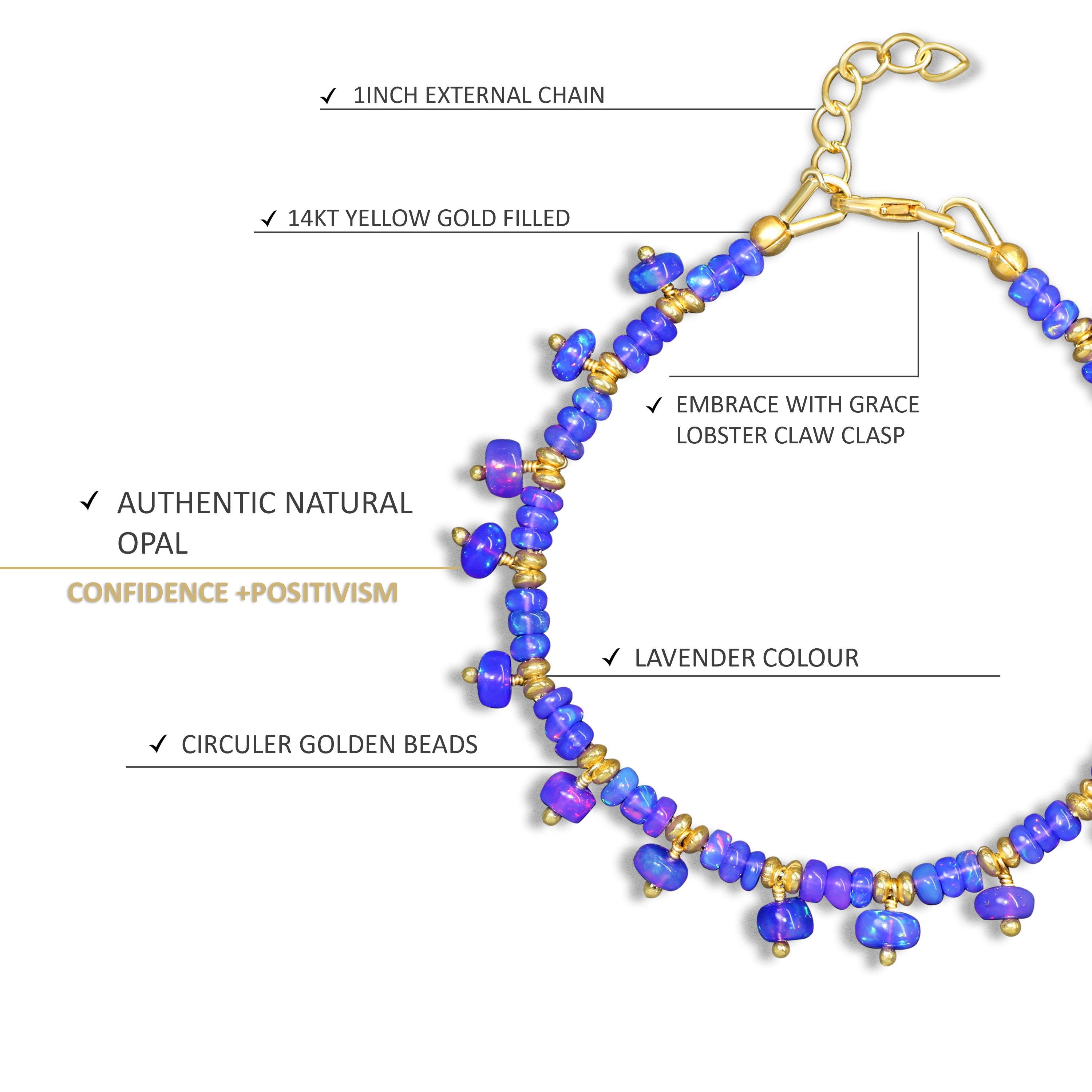 Lavender Opal Chain Bracelet