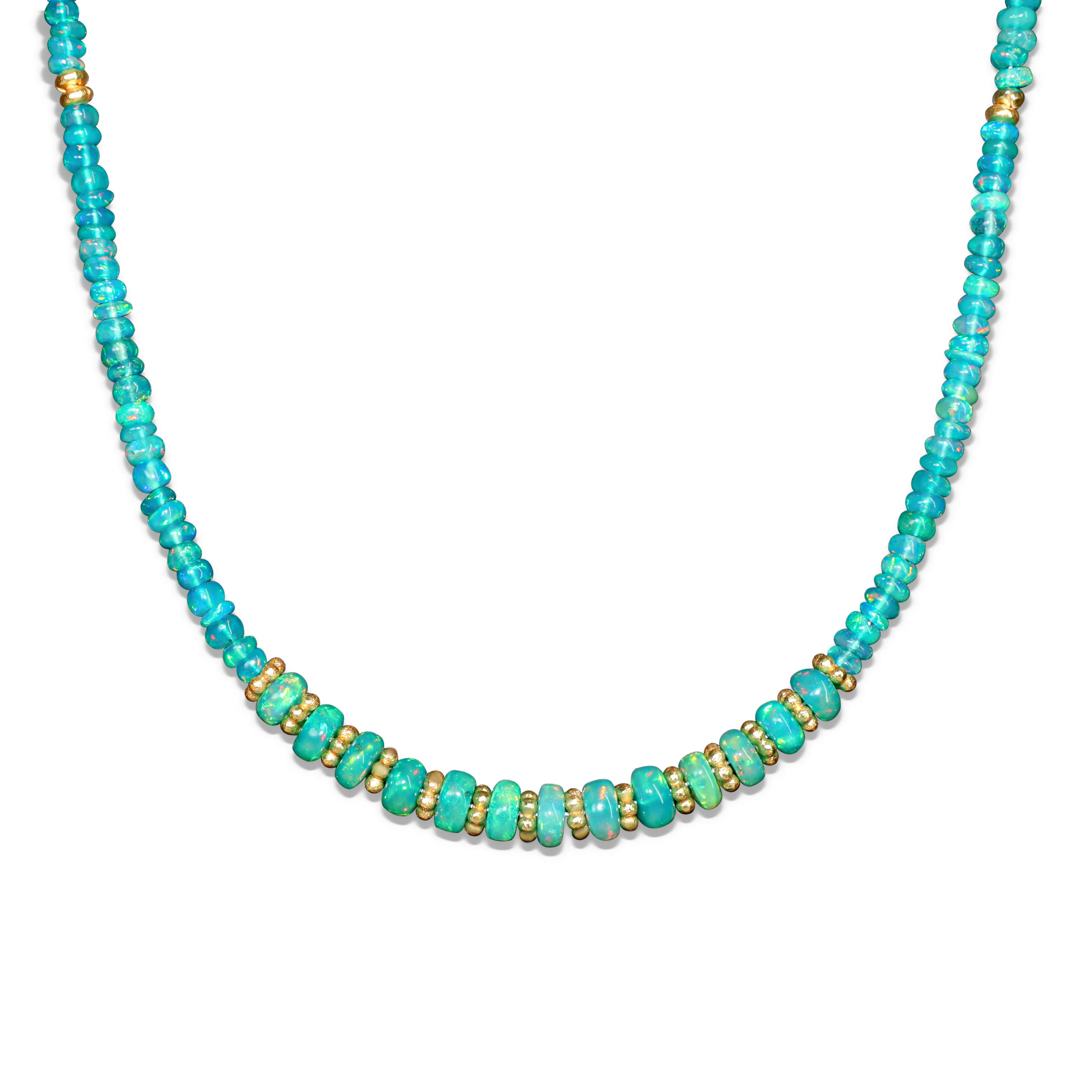 paraiba and green opal necklace