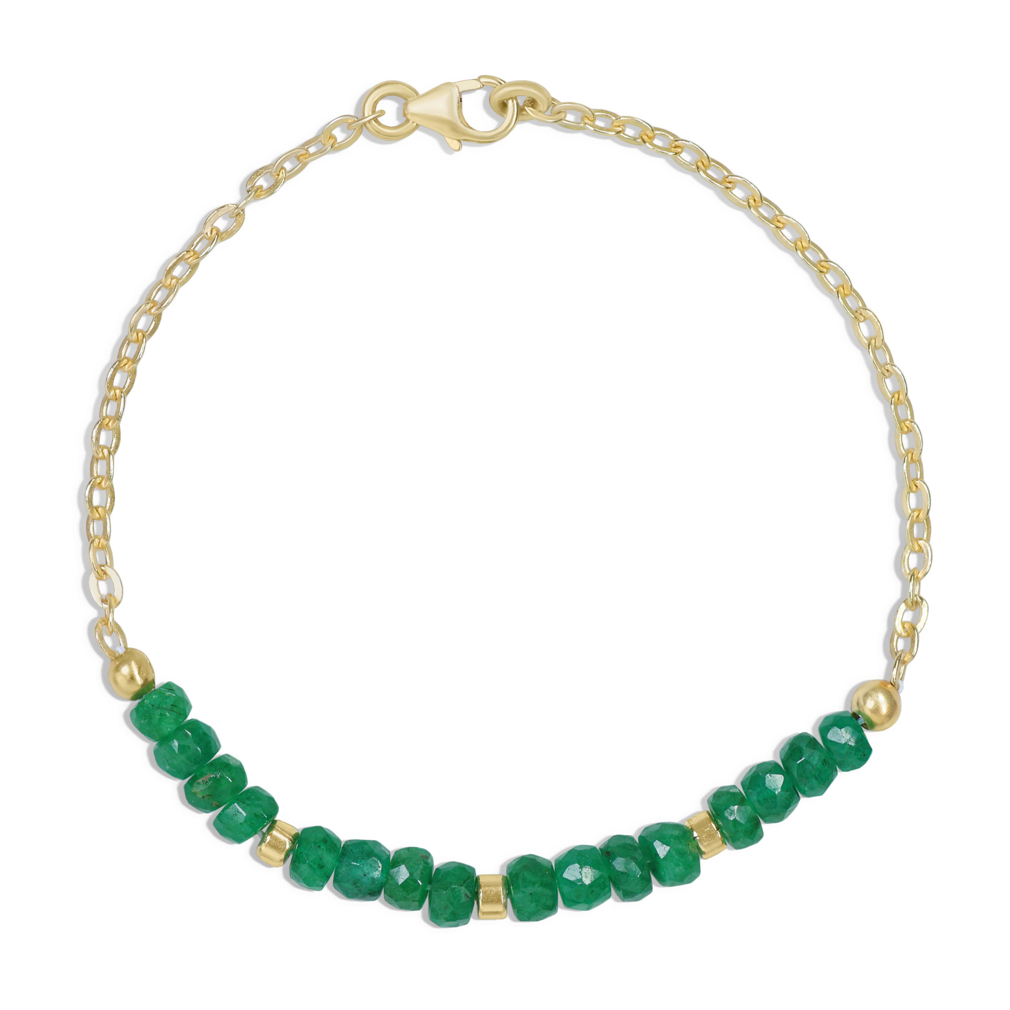 Natural Emerald Beaded Chain Bracelet Handmade Beads Bracelets