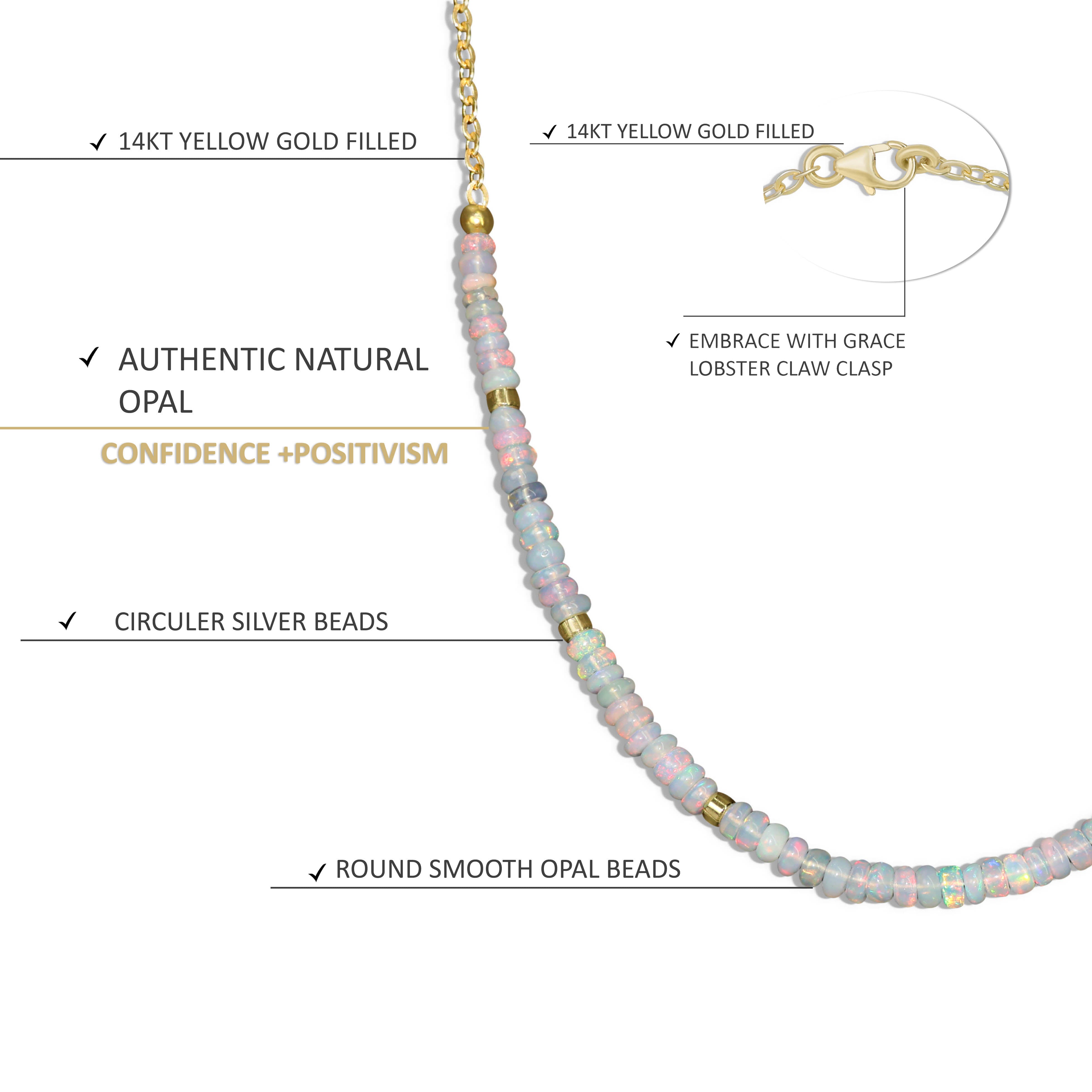 Multi Color Opal with Circular Silver And Golden Beads Chain
