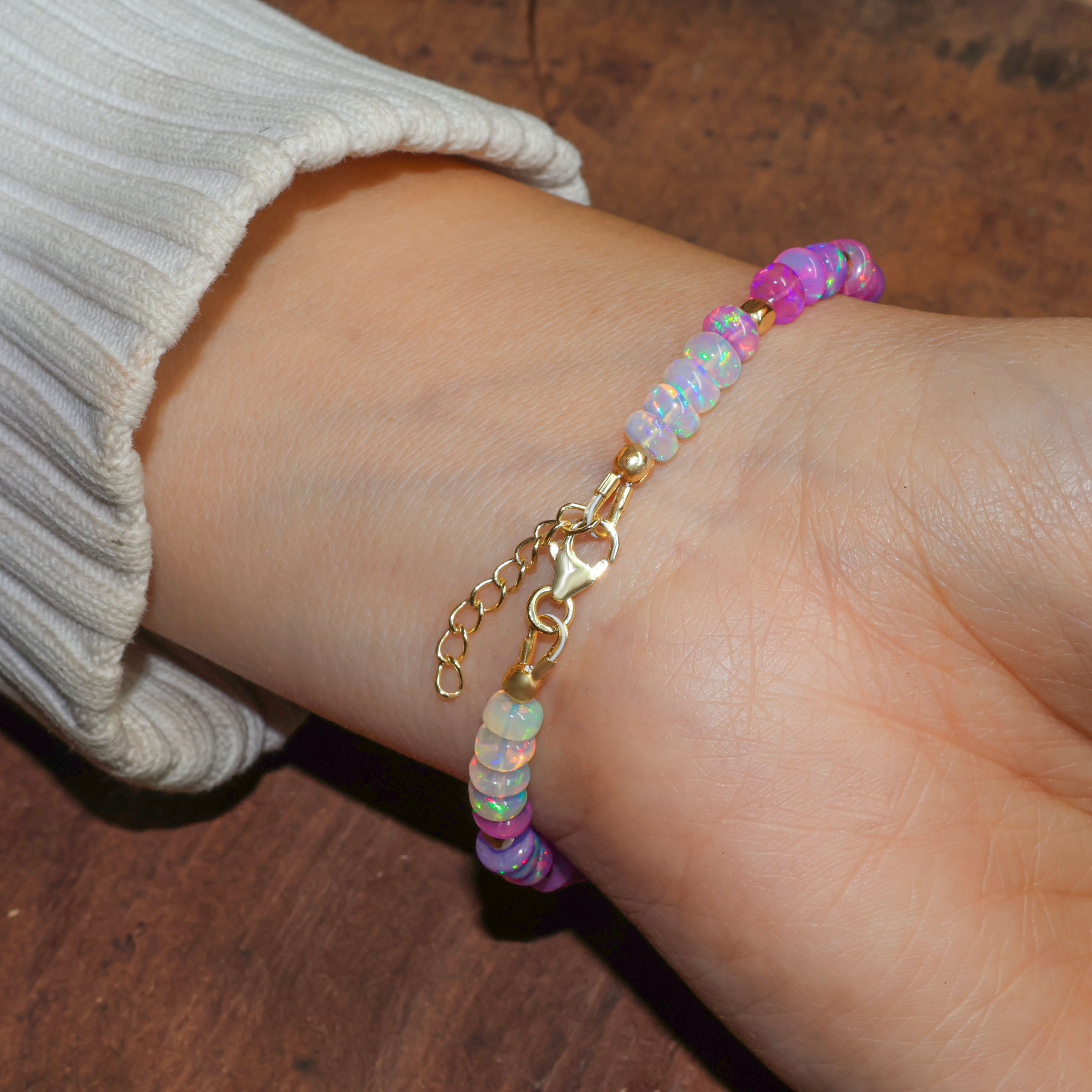 Natural Purple Opal Shaded Dainty Beaded Bracelet Gold Filled Handmade Bracelets