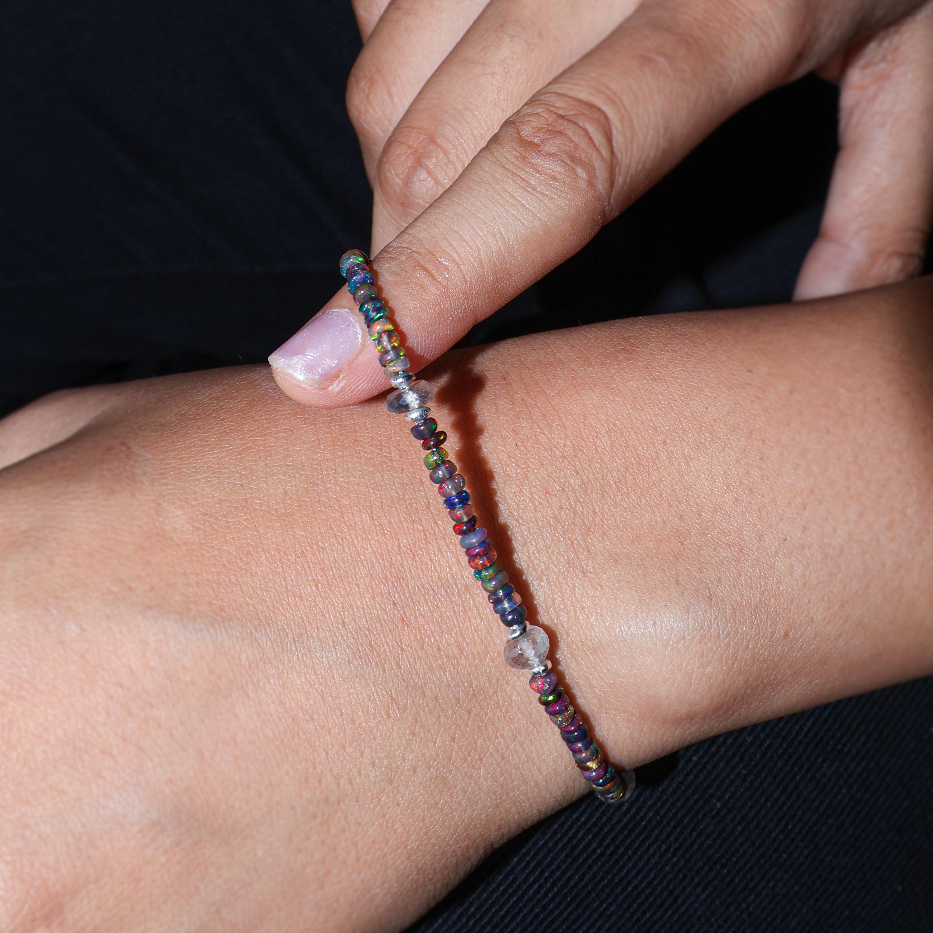 black opal with Moonstone Charms beads Bracelet