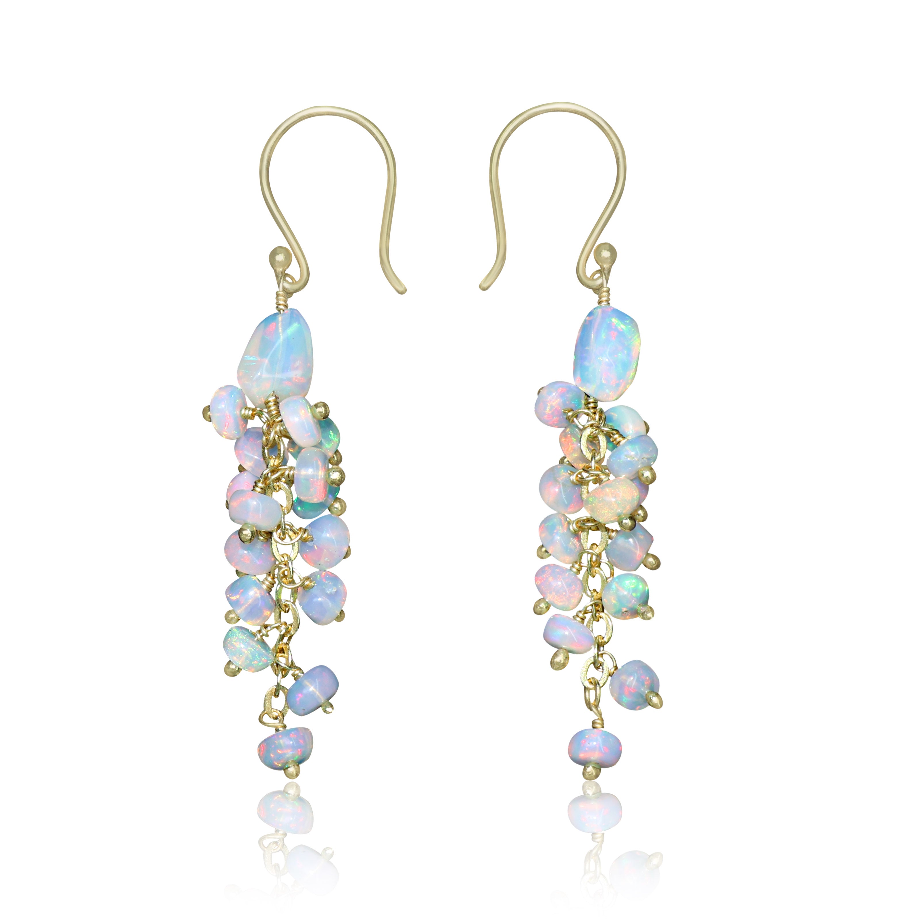 Natural fire Ethiopian opal beaded cluster earrings