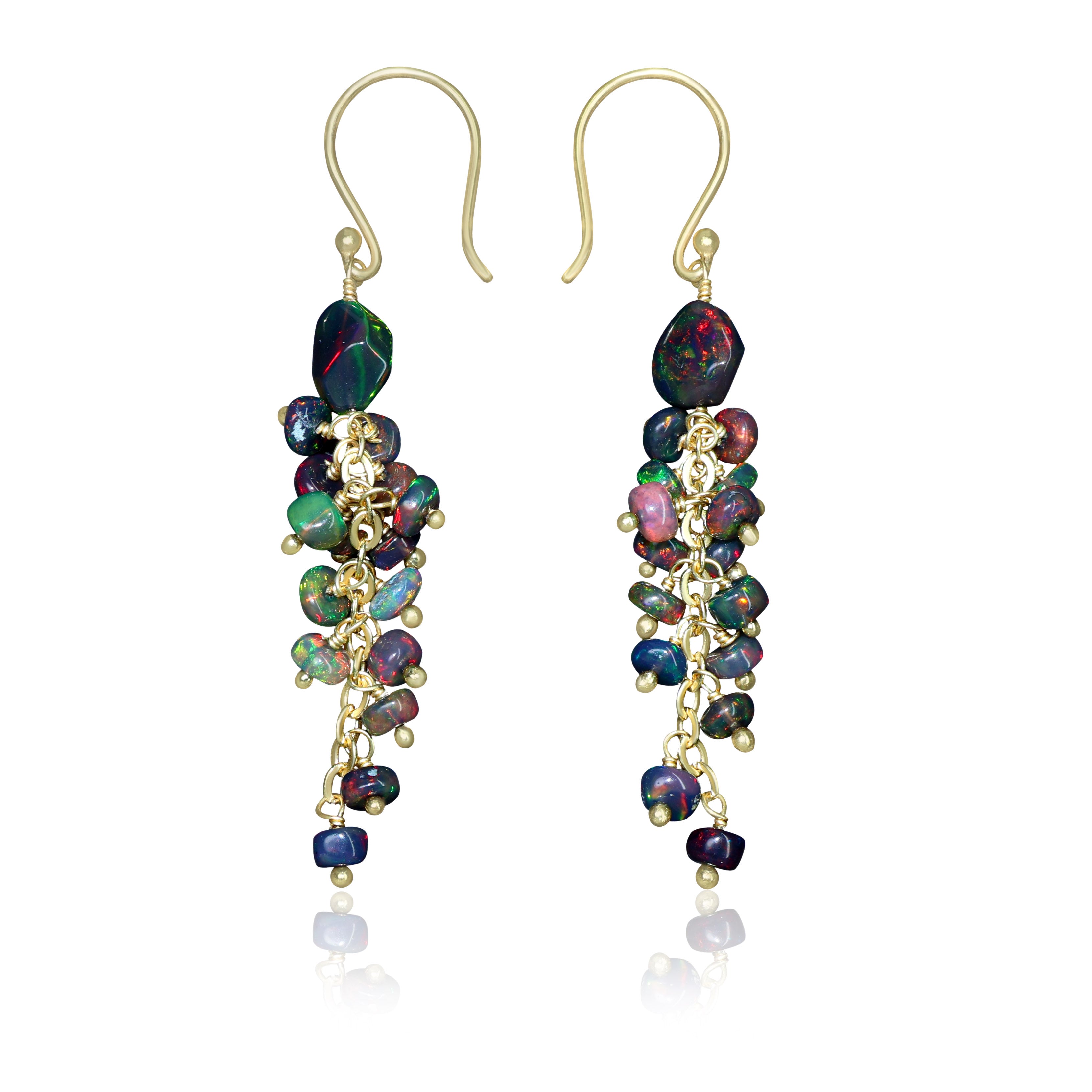 Multi Opal Beads Tear Drop Earring