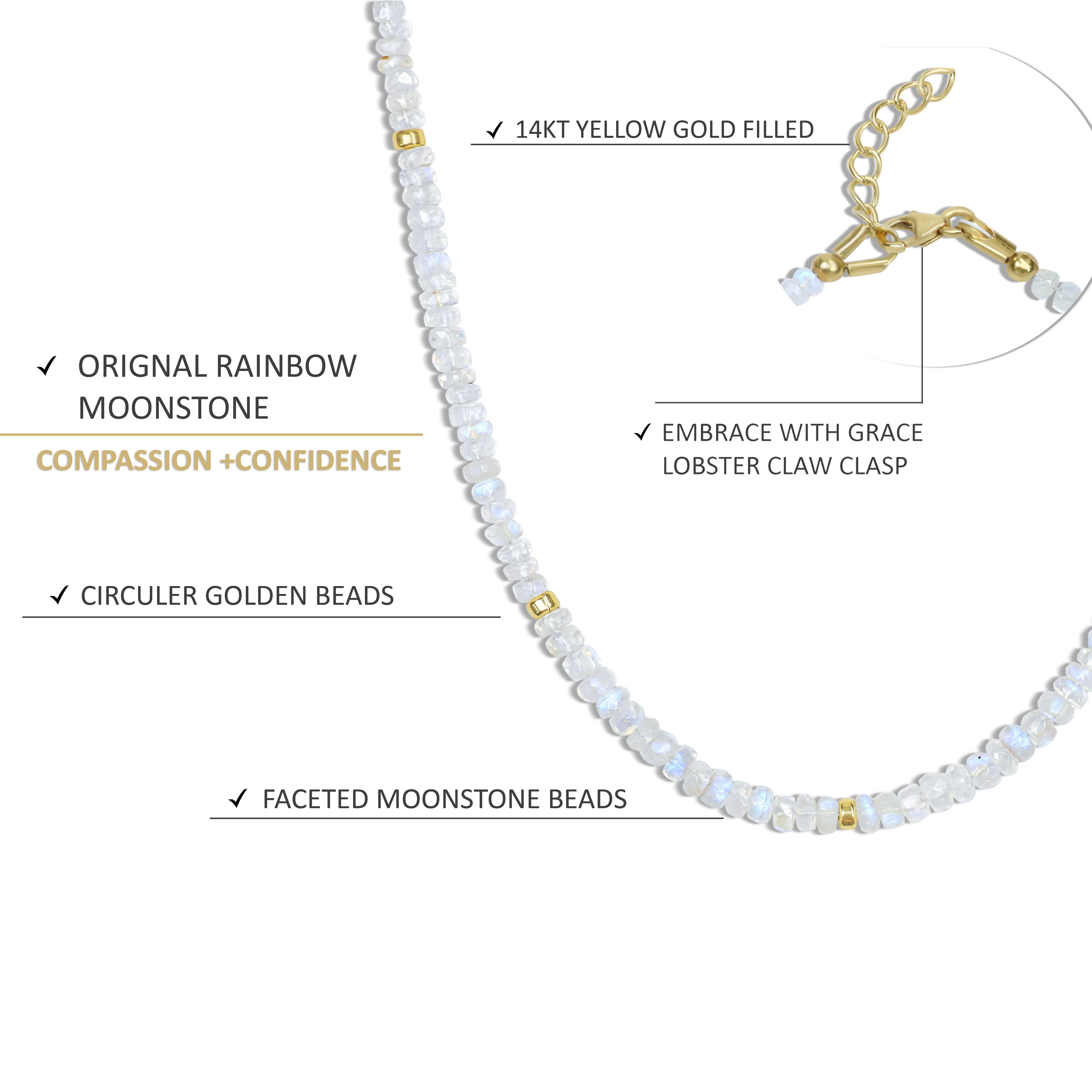 Faceted Separator Beaded Necklace Natural Moonstone