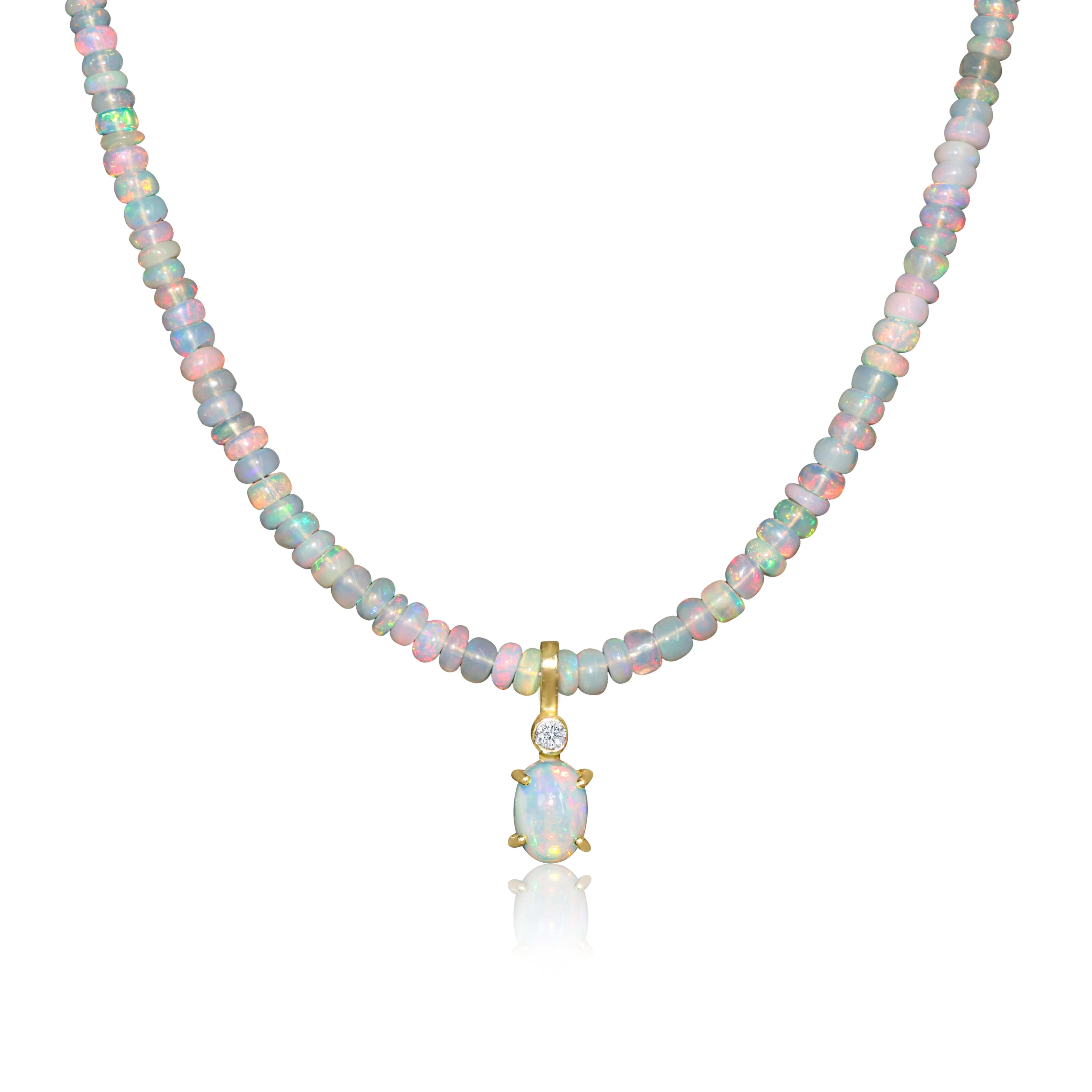 Opal Beaded Necklace With Opal Pendant Perfect Gift For Her