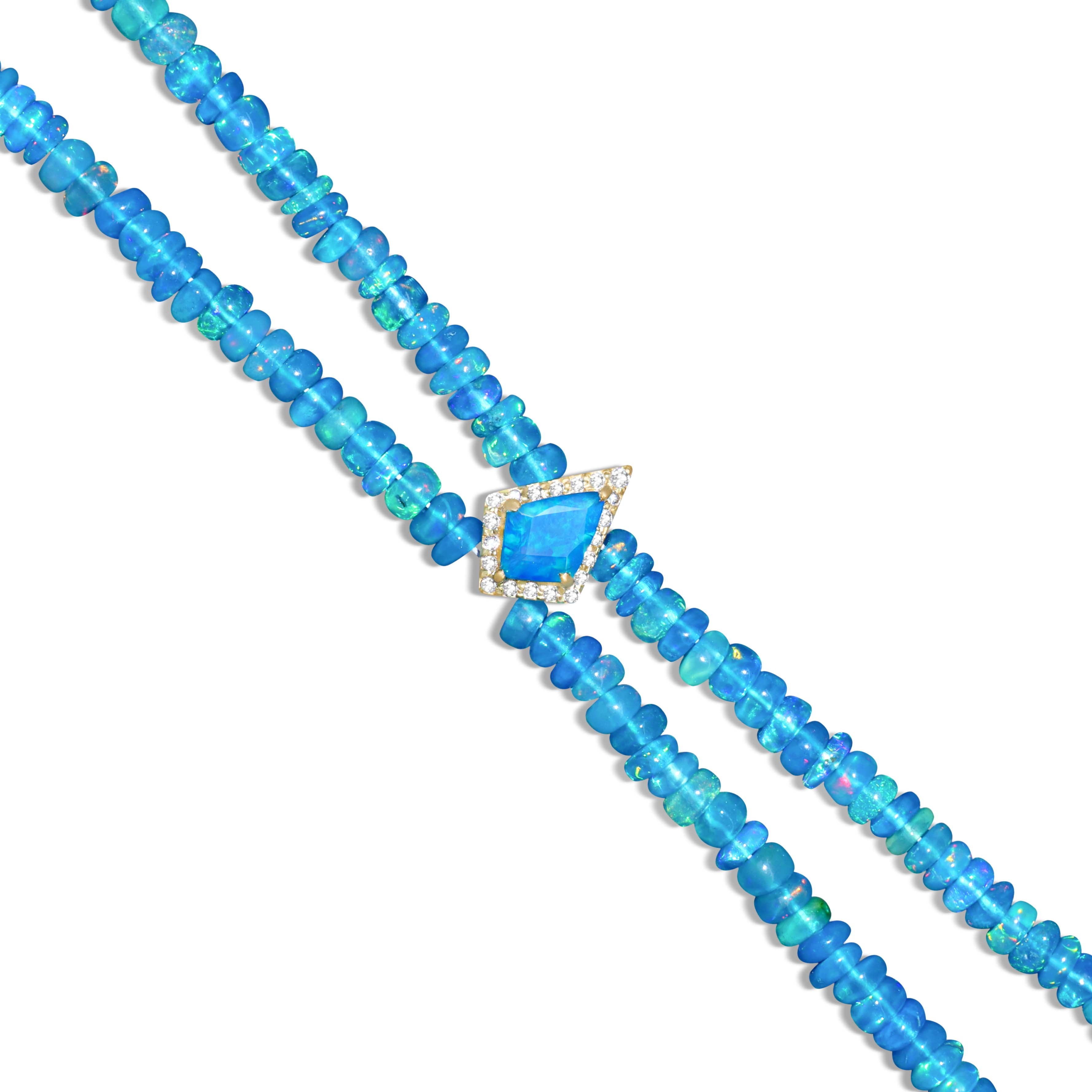 Natural Paraiba fire Ethiopian opal beads with a kite charm bracelet