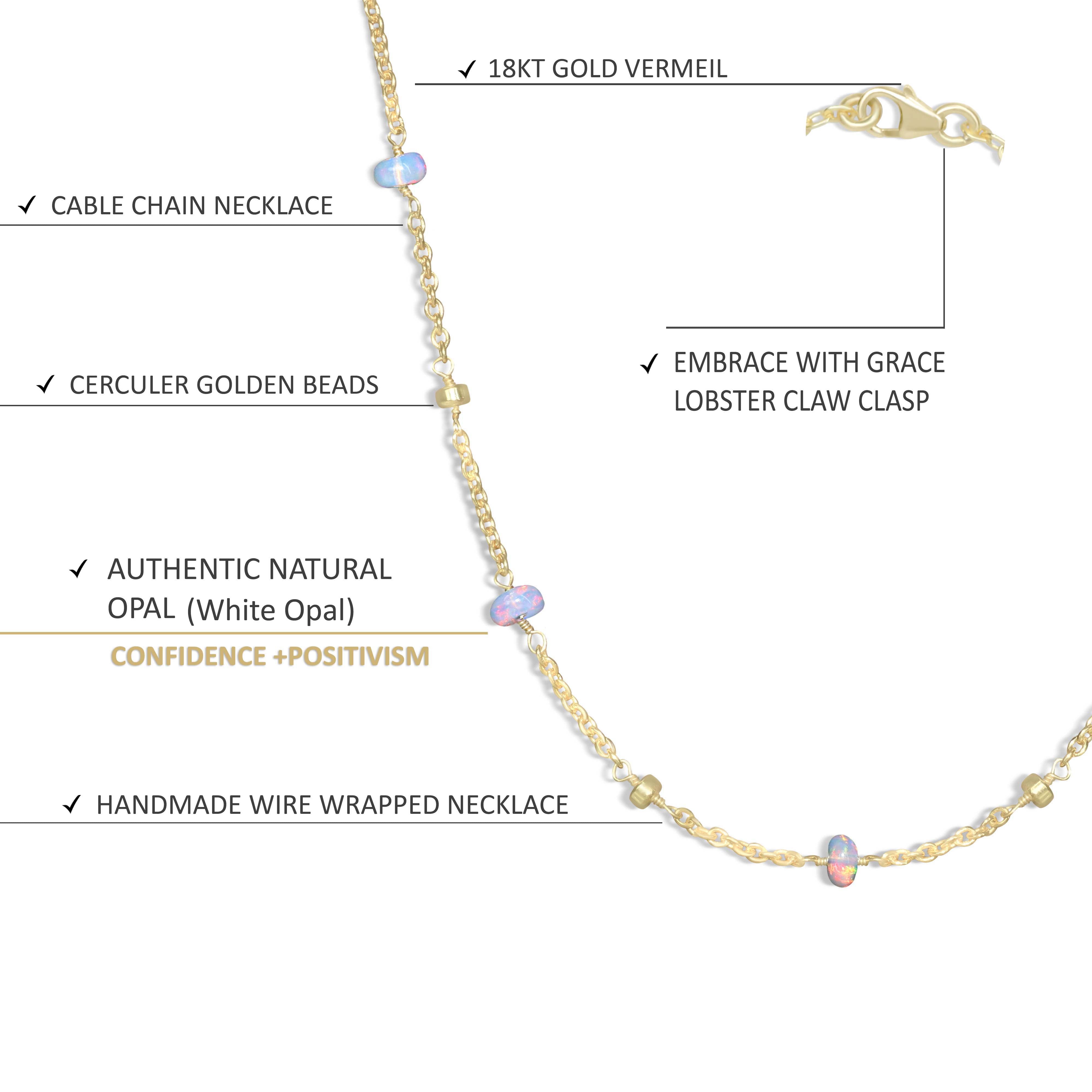 white opal cable chain pendant
