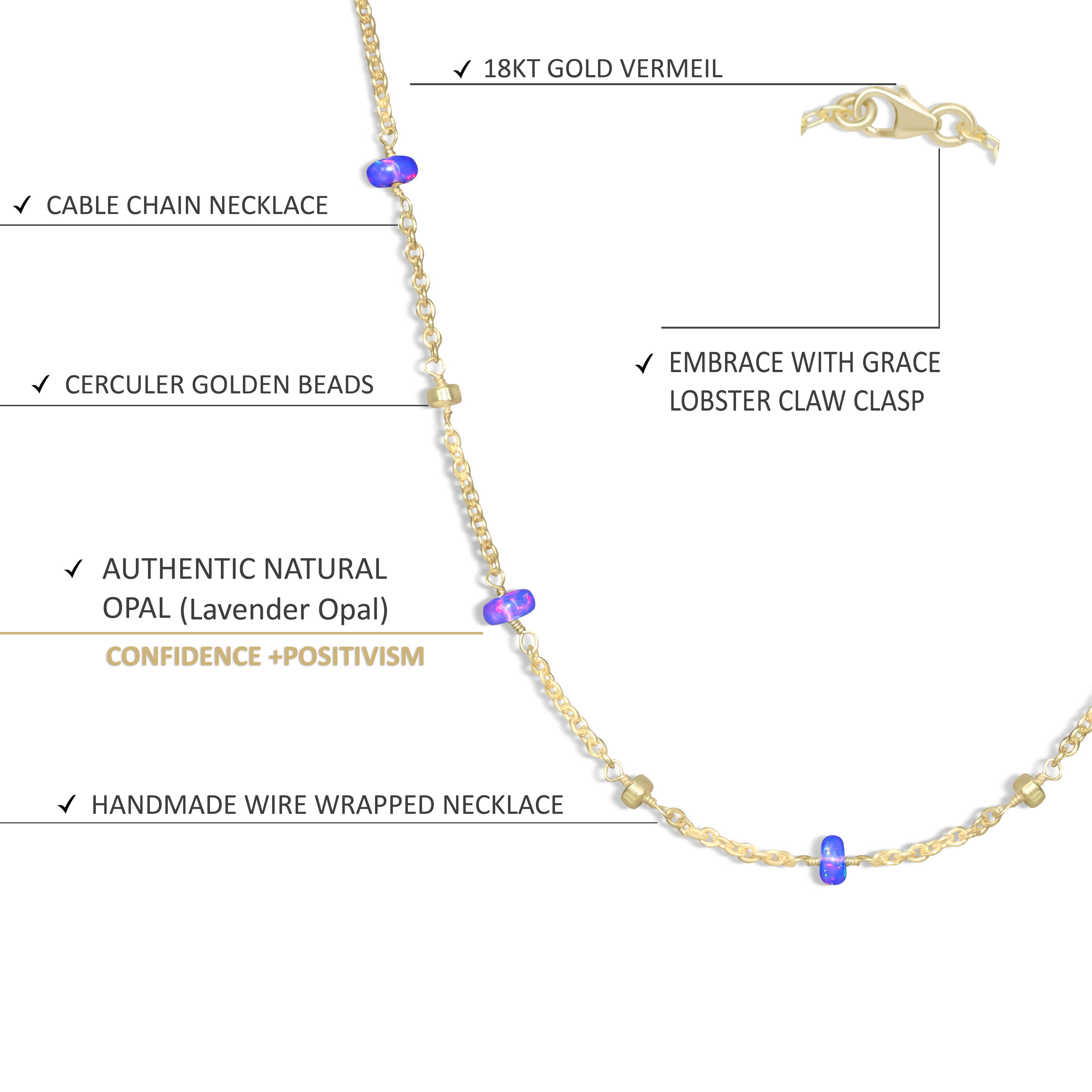 gold lavender opal cable chain necklace