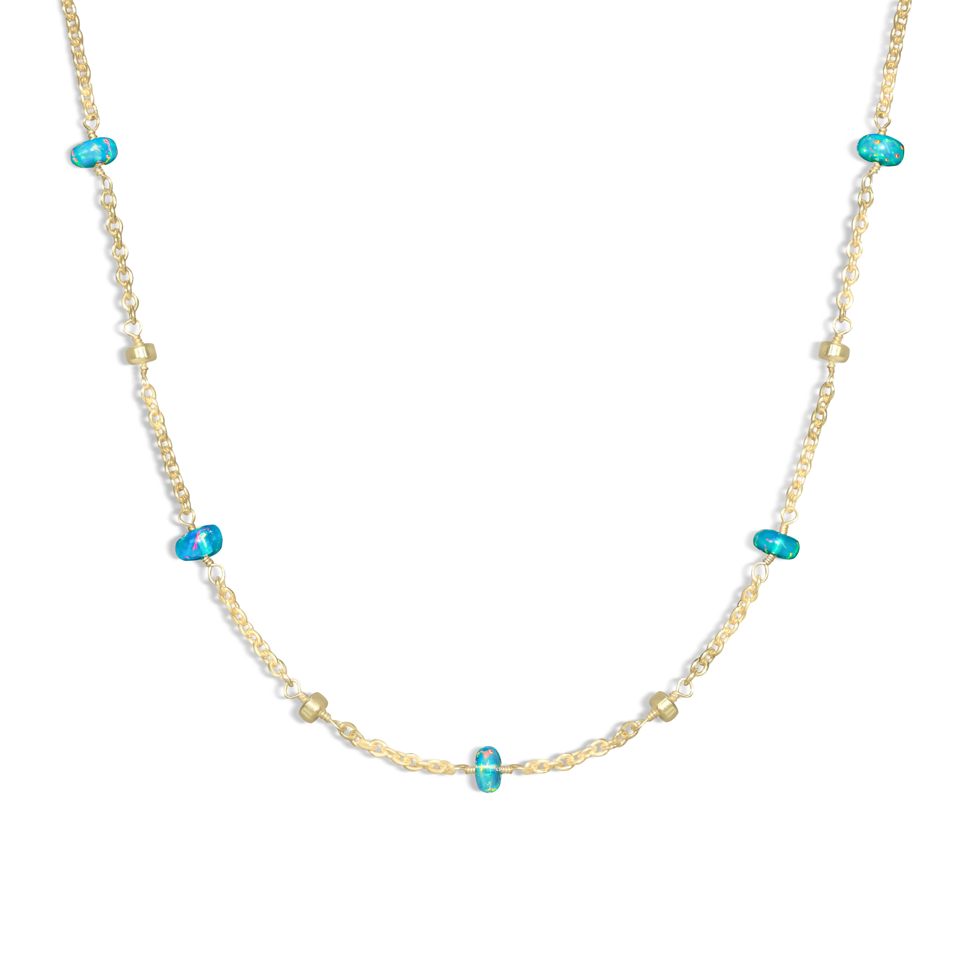 sterling silver green opal cable chain necklace