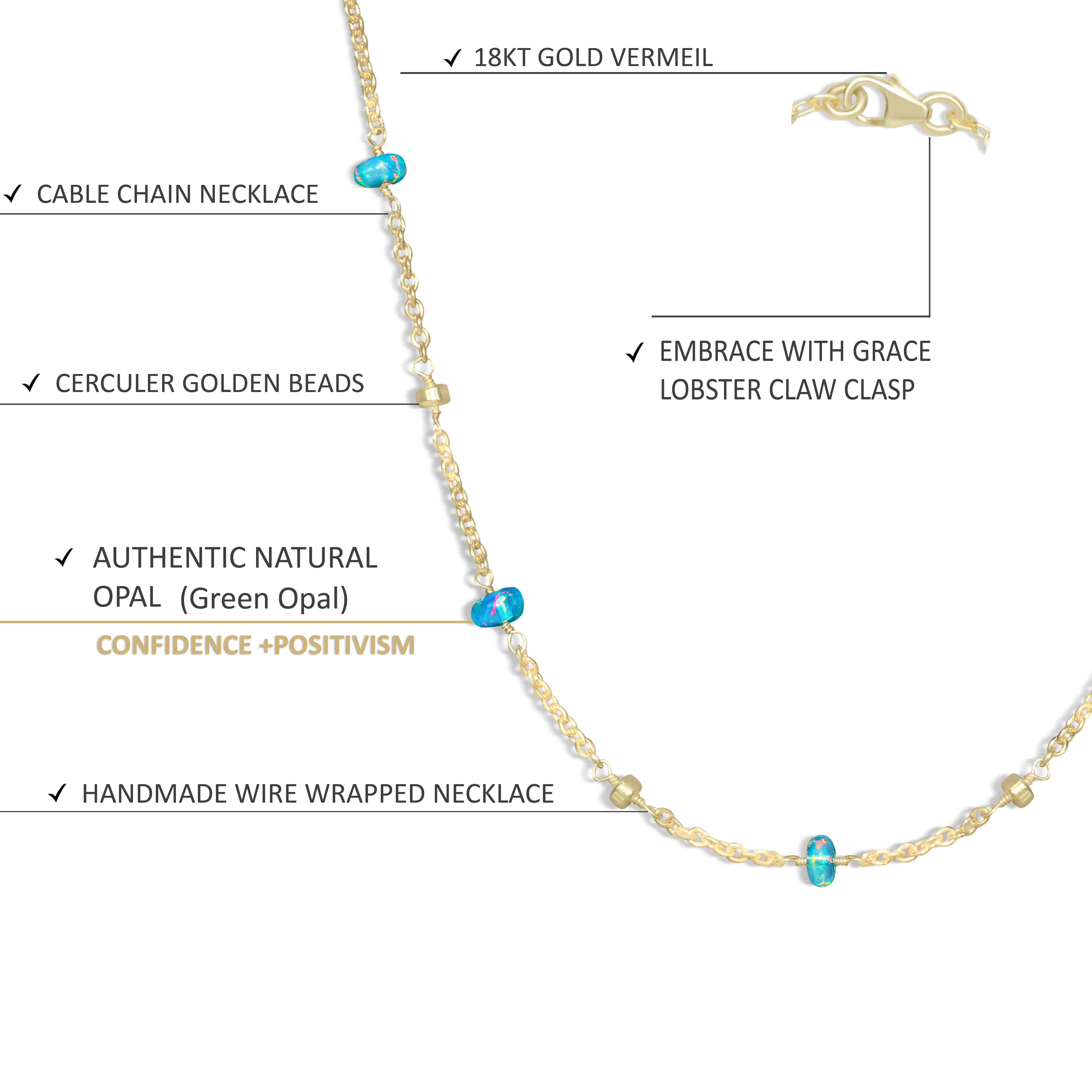 green opal cable chain necklace
