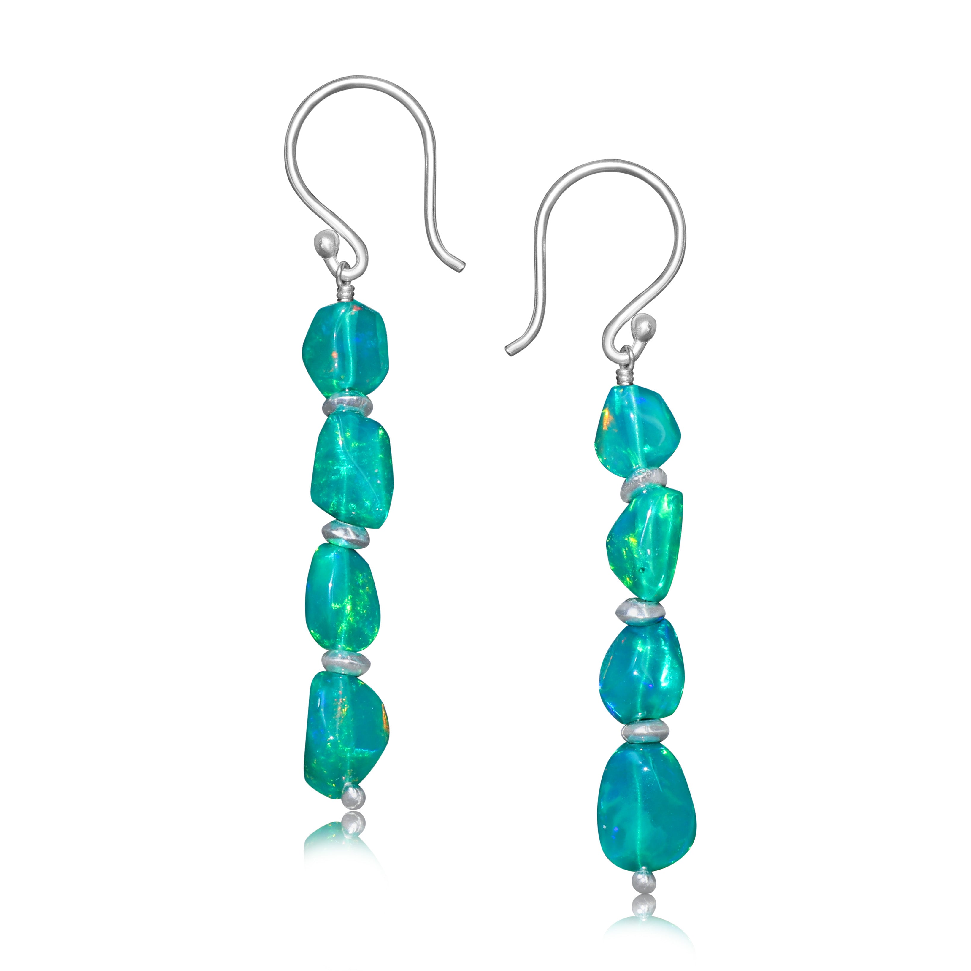 Green Fire opal 925 Sterling silver Earrings