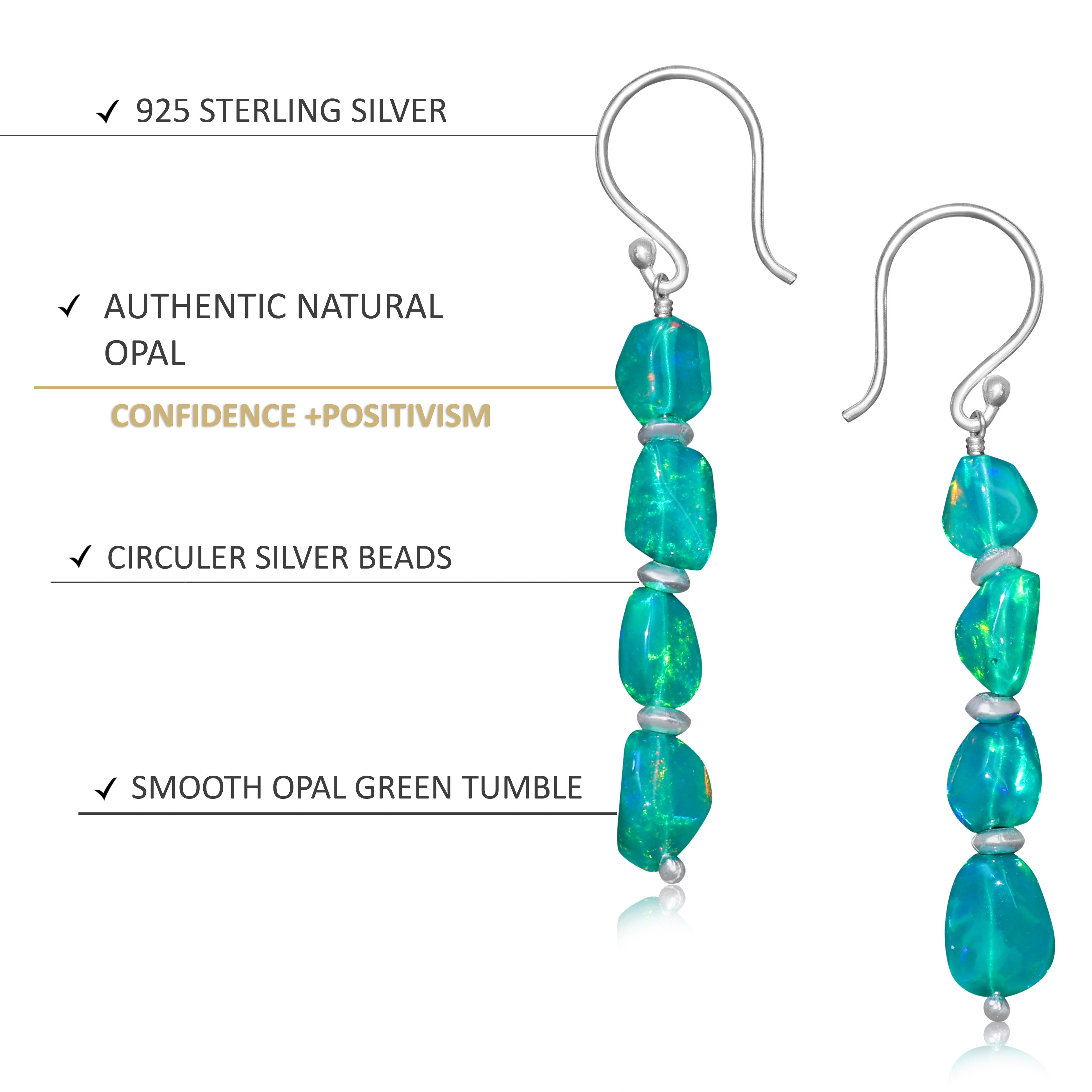 Green Fire opal 925 Sterling silver Earrings