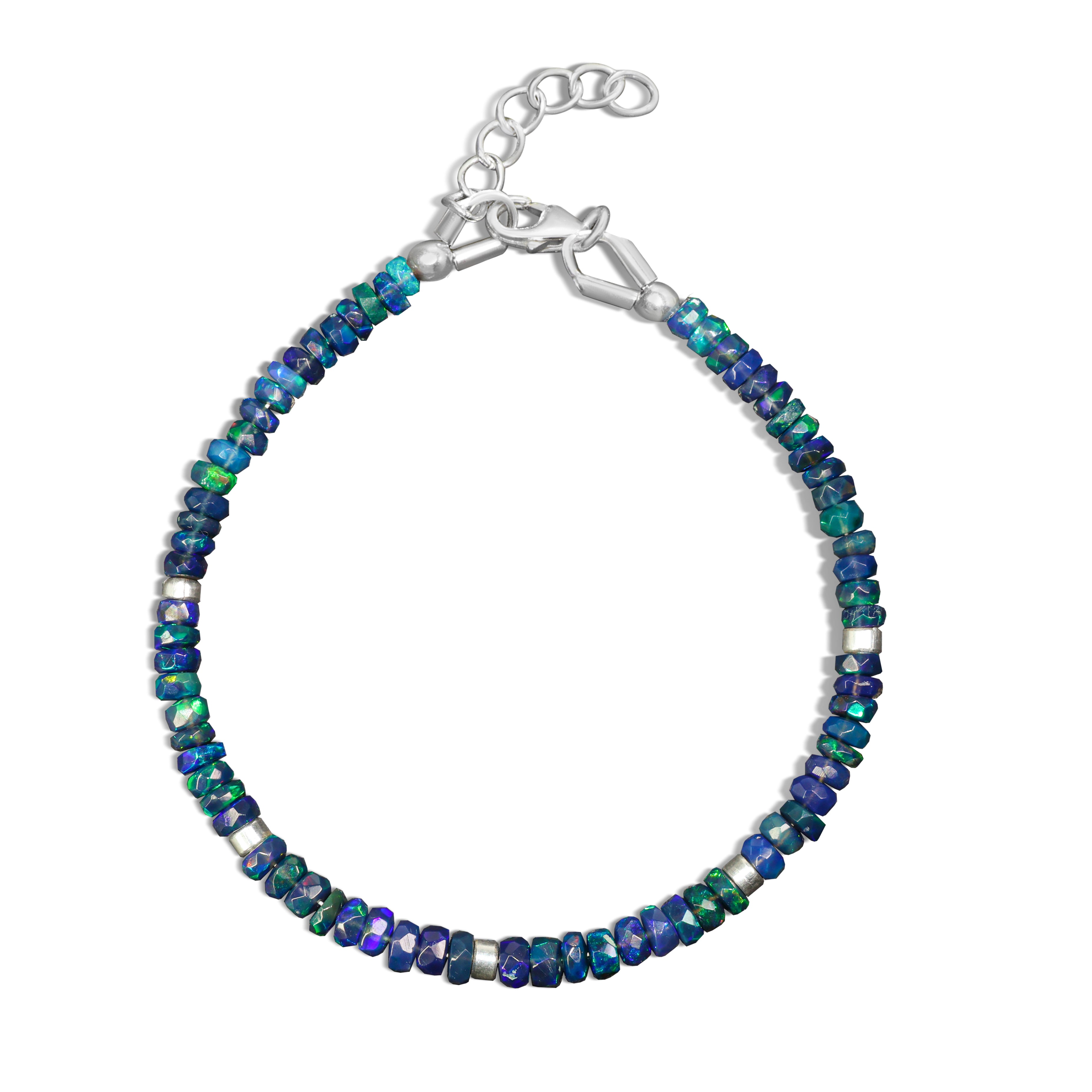 Faceted Separator Natural Black Opal Beaded Bracelet
