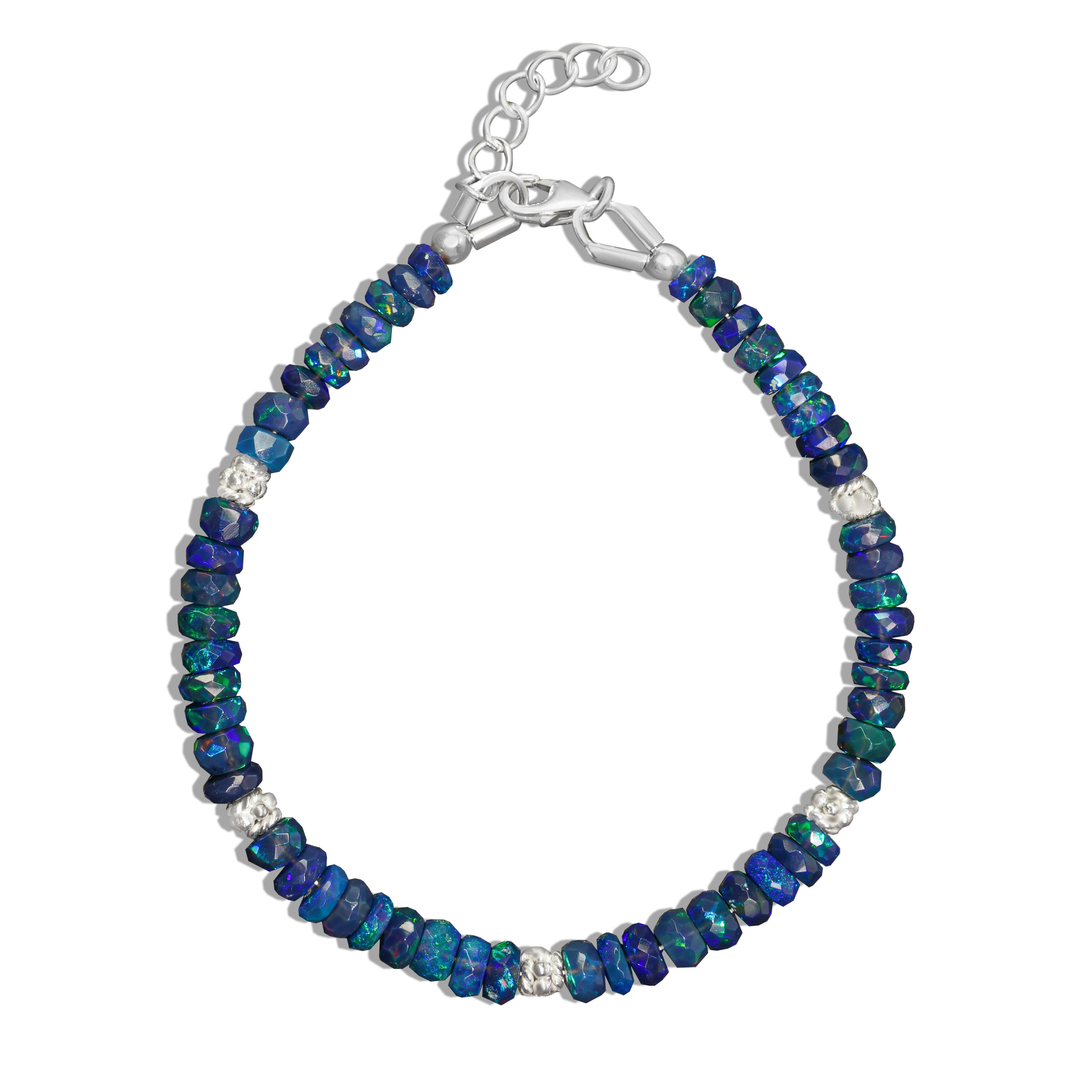 Faceted Separator Natural Black Opal Beaded Bracelet