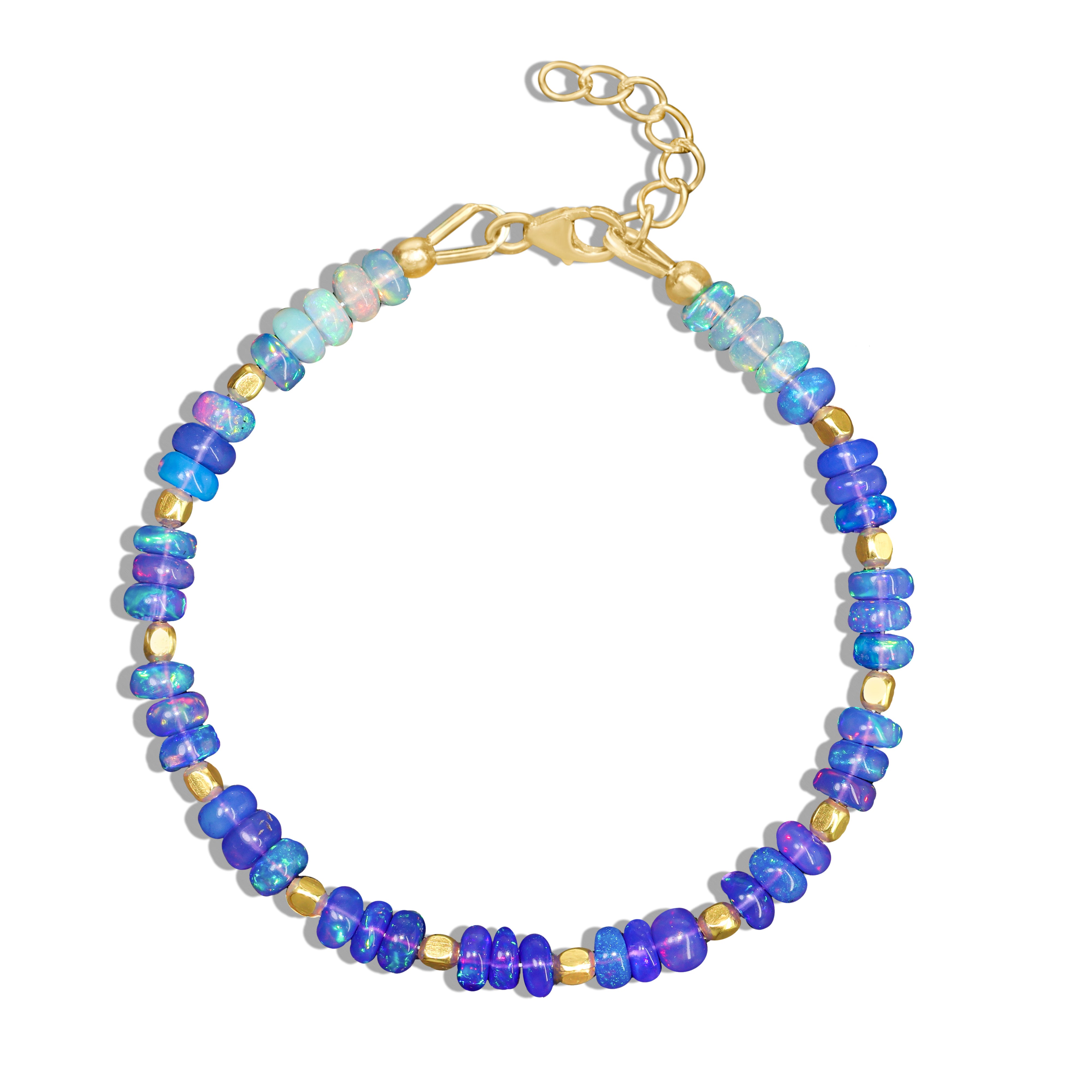 Natural Blue Opal Shaded Dainty Beaded Bracelet Gold Filled Handmade Bracelets