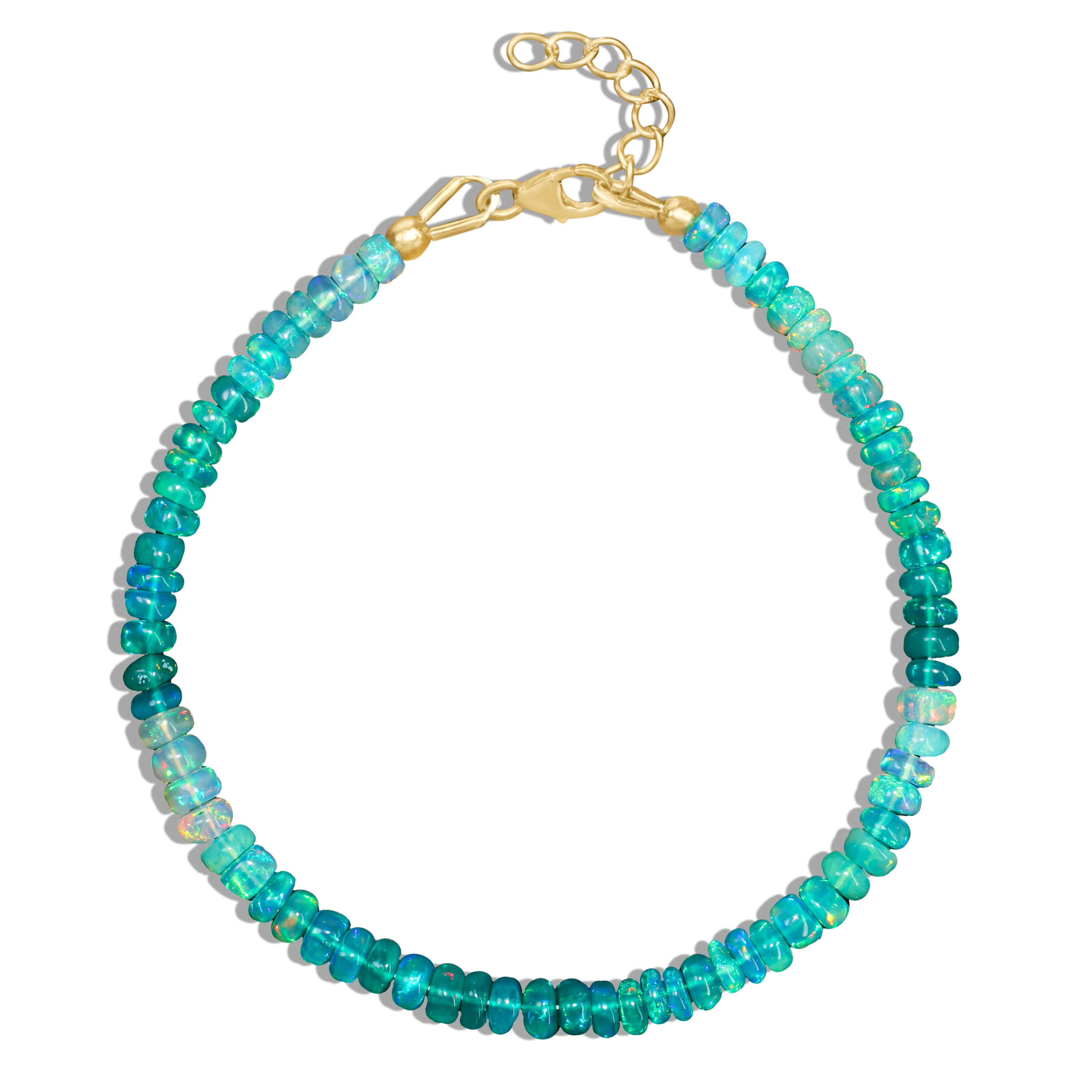 Shaded Plain Beaded Bracelet 4-5MM Natural Green Opal