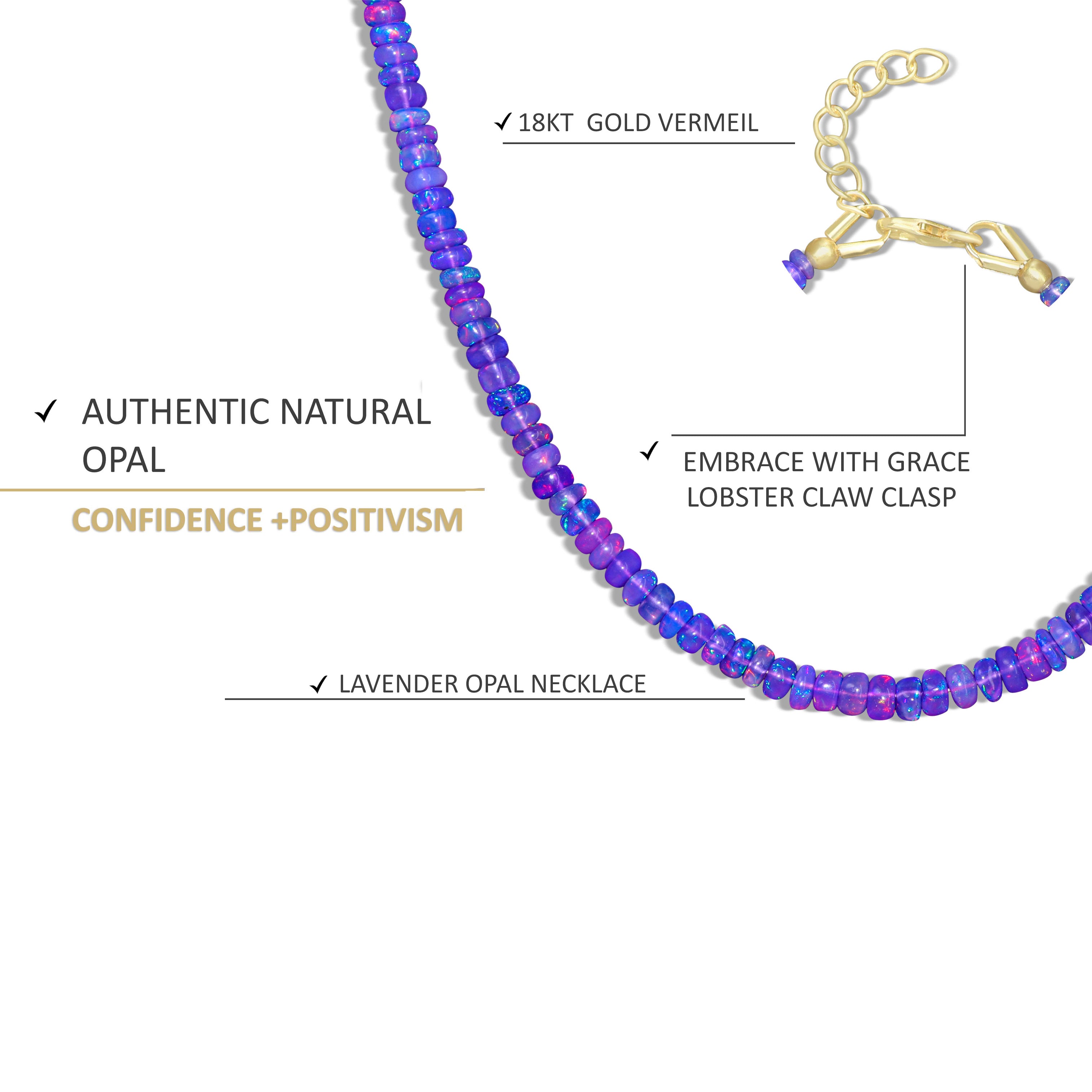 Natural Lavender Opal Plain Beaded Necklace for Women