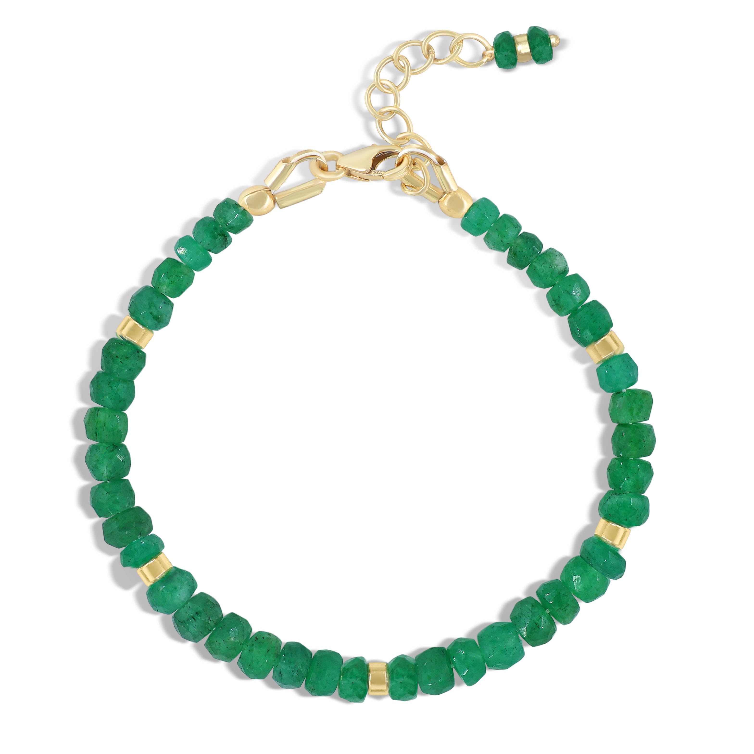 Natural Emerald Separator Bead Strand Rondelle Bracelet