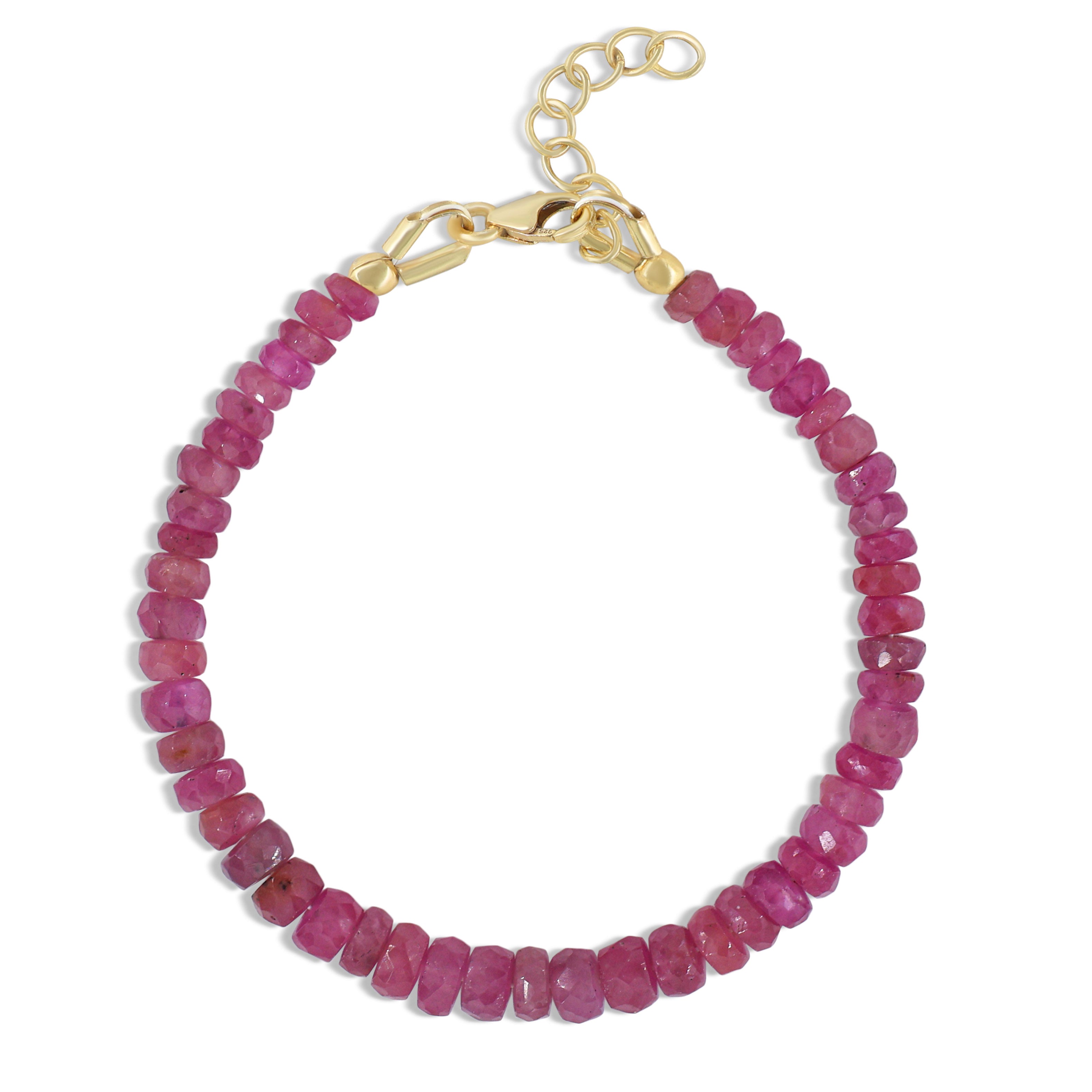 Natural Ruby Plain Beaded Bracelet Handmade Jewelry