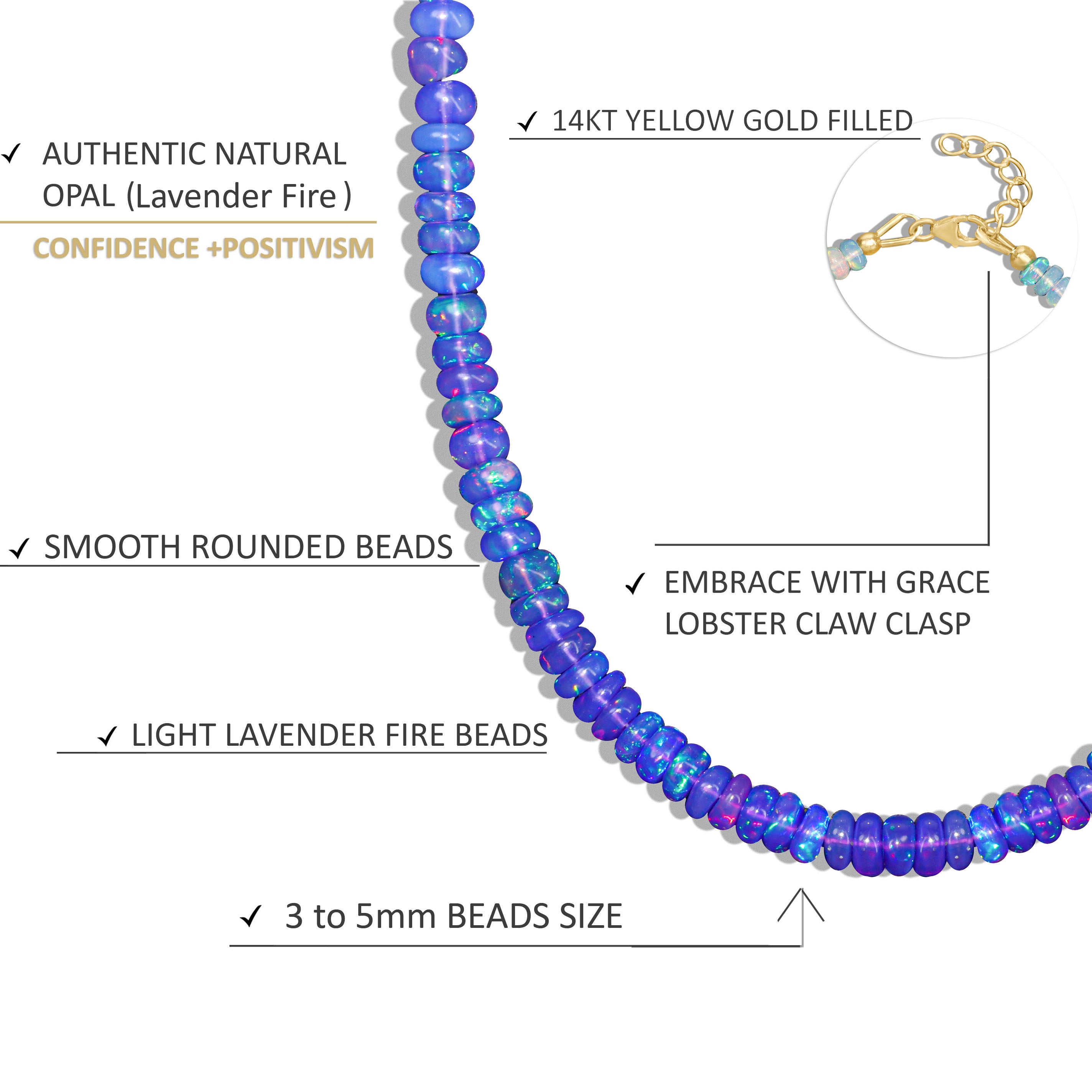 Natural Lavender Opal Shades Beaded Necklace for Women